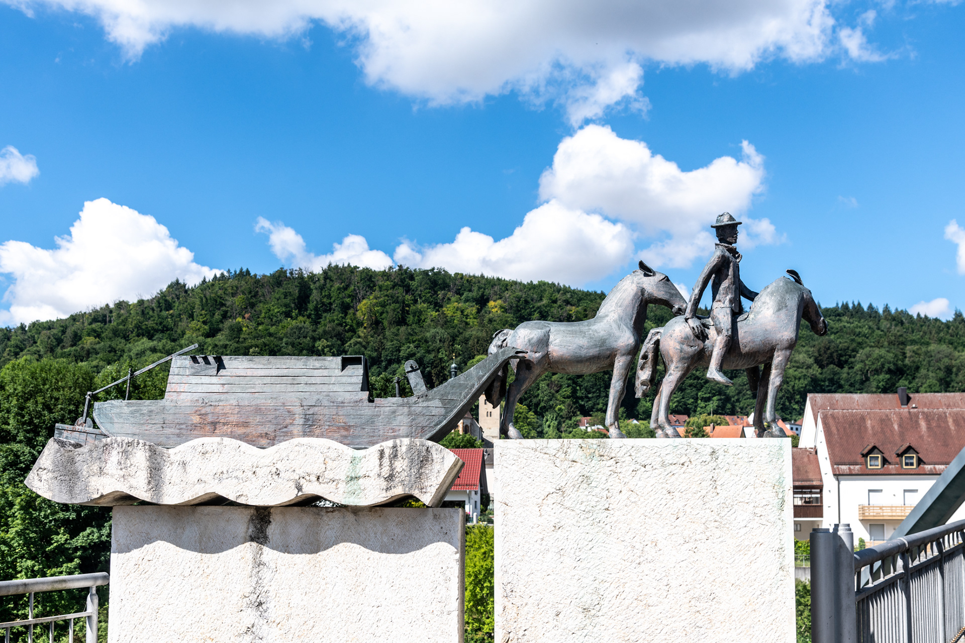 Capstones on the bridge over Main-Donau-Kanal near the abbey