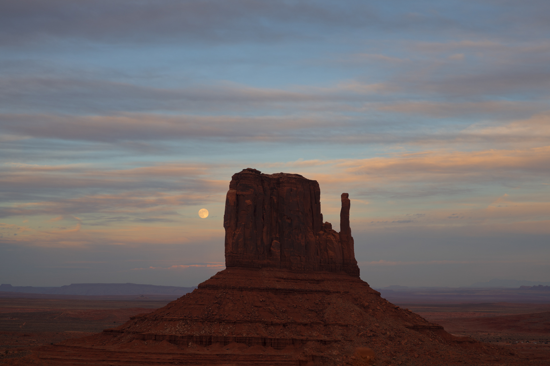 Full Moon Rising on East Mitten, Monument Valley Navajo Tribal Park