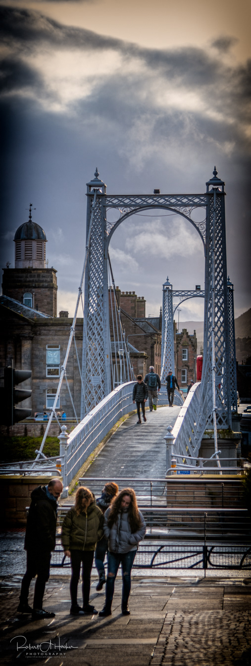 Alley next to Old High Church and Footbridge over the River Ness, Inverness Scotland
