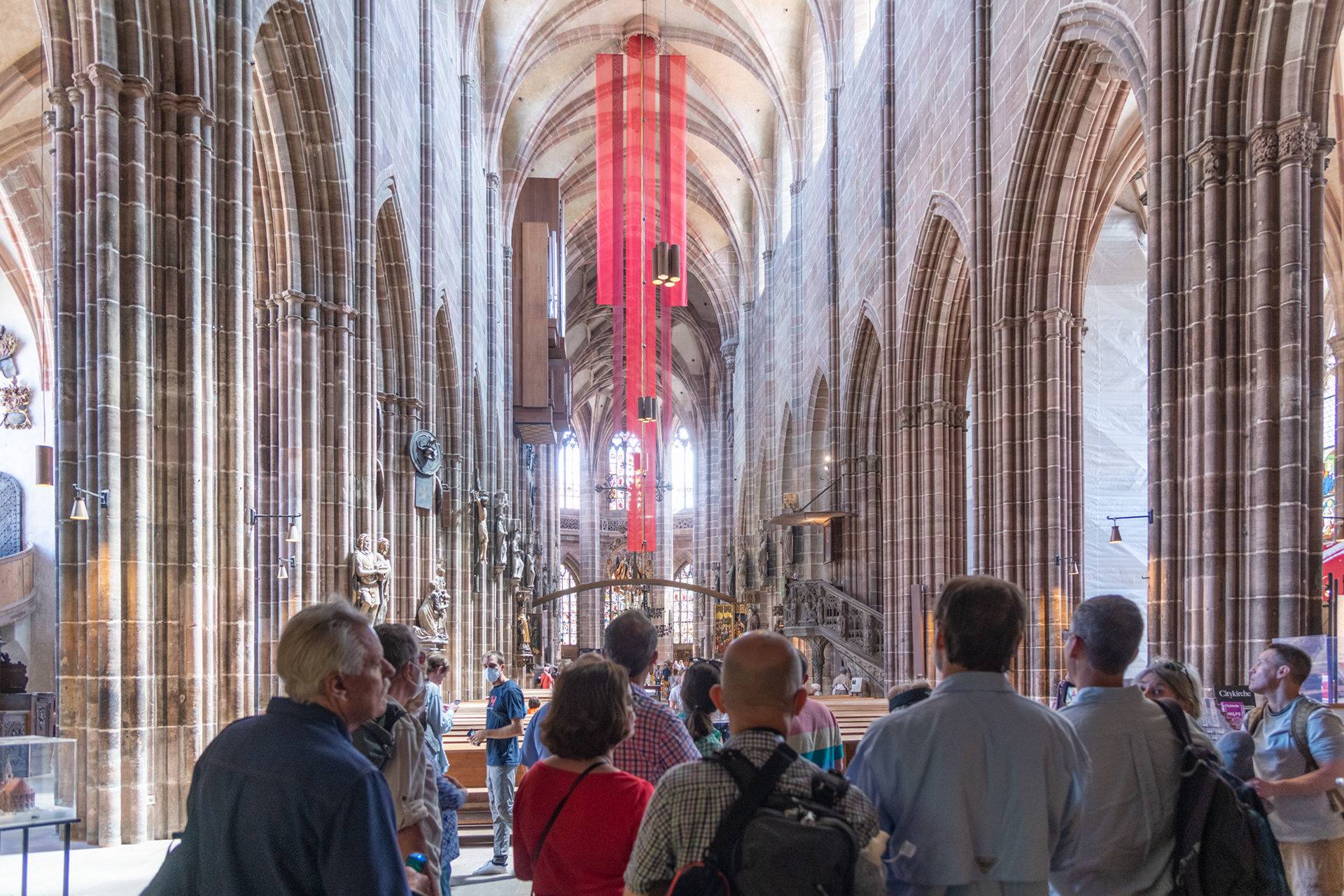 Pilgrims in the nave of St Lorenz Church