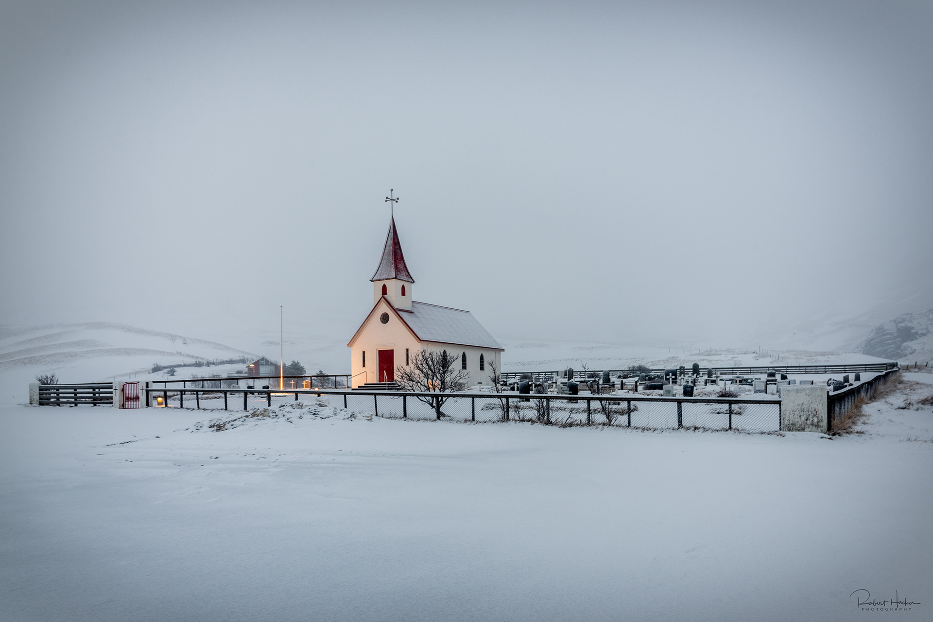 Reyniskirkja Church and cemetary