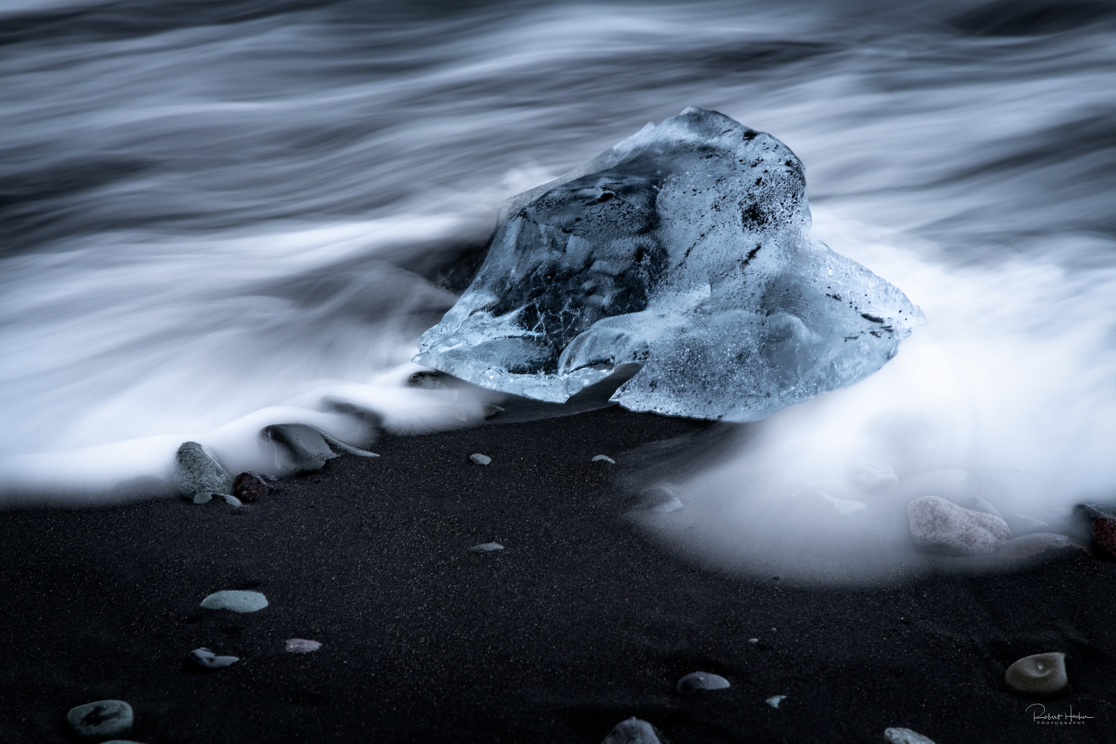 Ice chunk from the Jökulsárlón Glacier Lagoon on the Diamond Beach