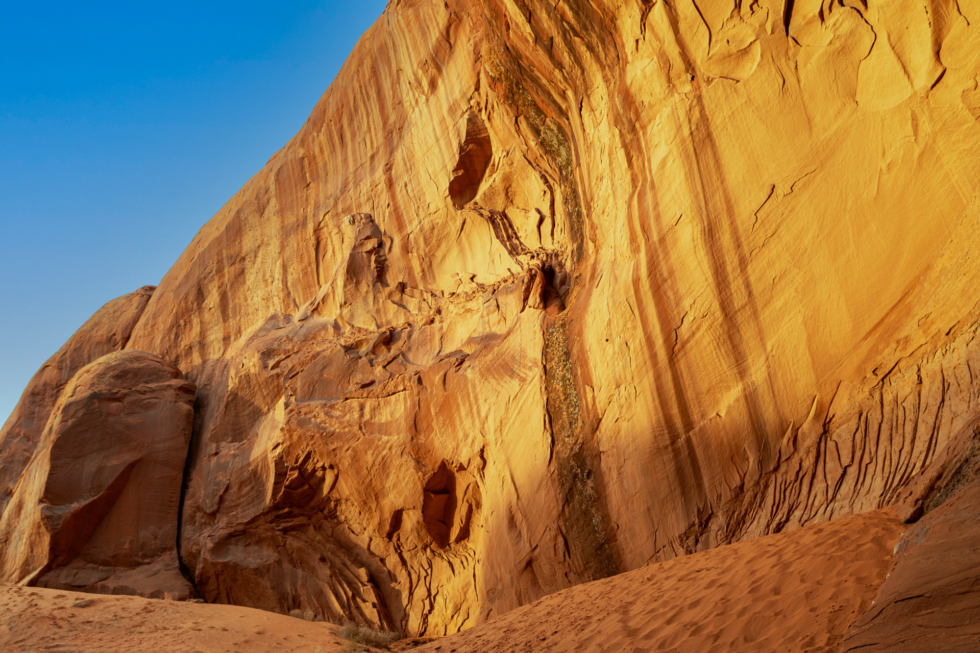 Cliff walls near Eye of the Eagle Arch, Monument Valley Navajo Tribal Park
