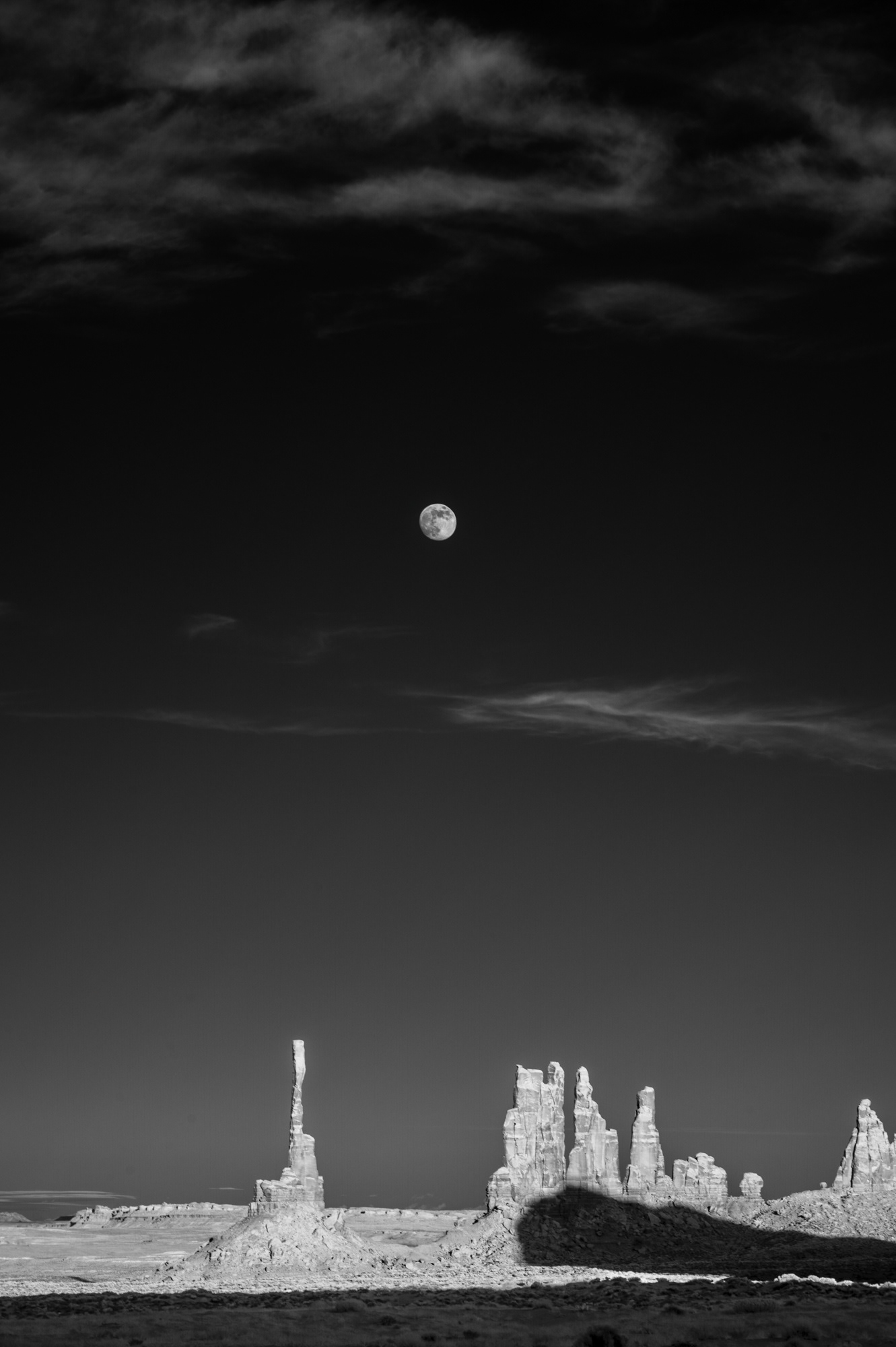 Moonrise over Three Sisters, Monument Valley Navajo Tribal Park