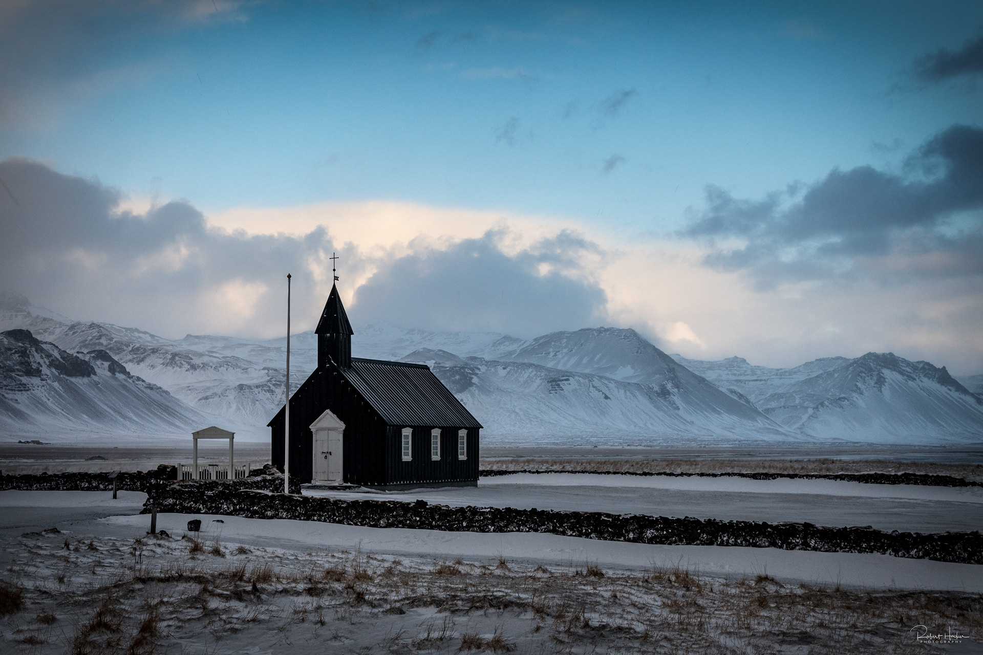Búðakirkja (aka Black Church) a local parish church that dates back to 1703 on the south side of Snæfellsnes Peninsula