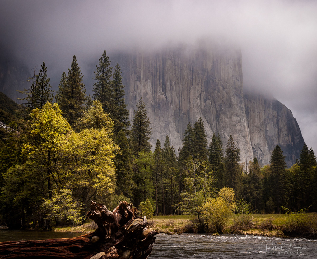El Capitan Shrouded in Clouds