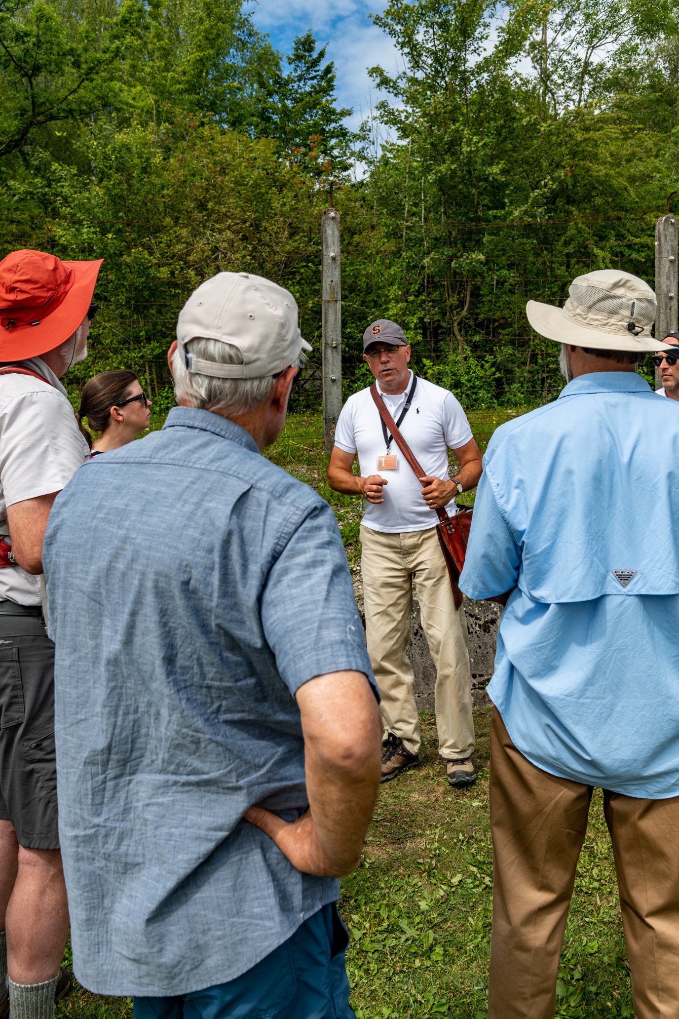 Pilgrims listening to Stefan's explanation of the perimeter trenches.