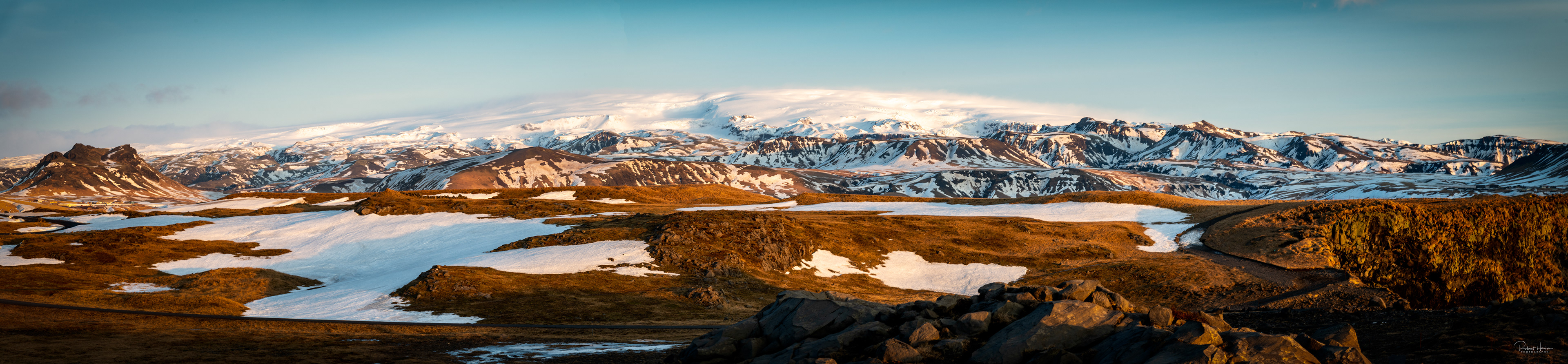 Panorama at Kirkjufjara Beach Overlook