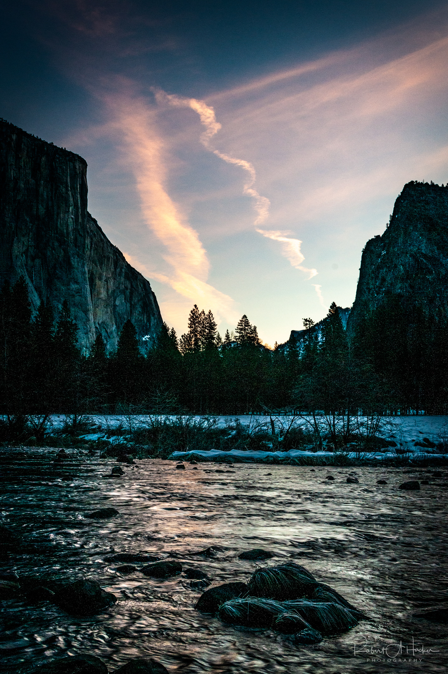 El Capitan and Merced River at Sunset
