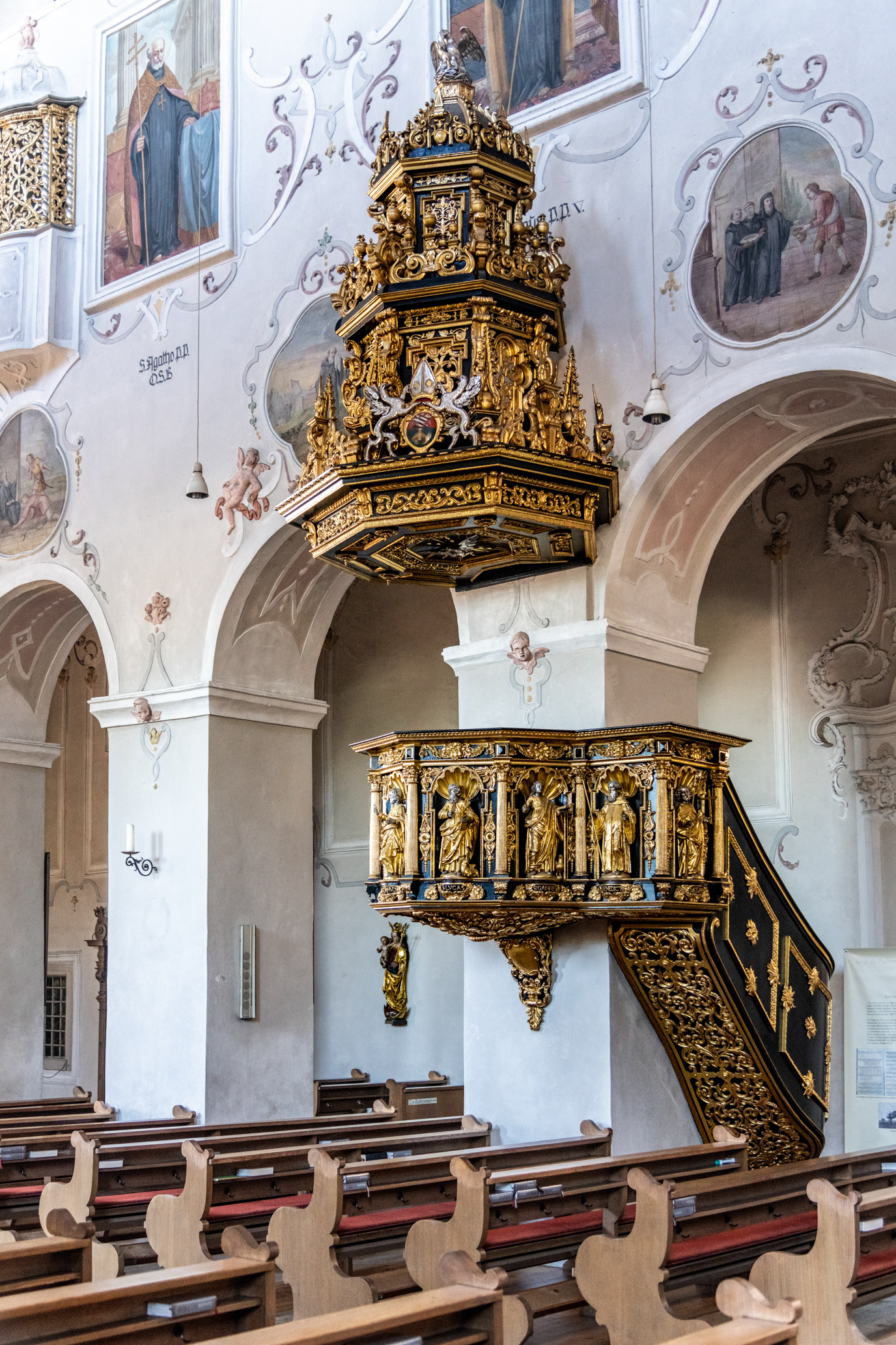 Original pulpit in the church attached to the abbey