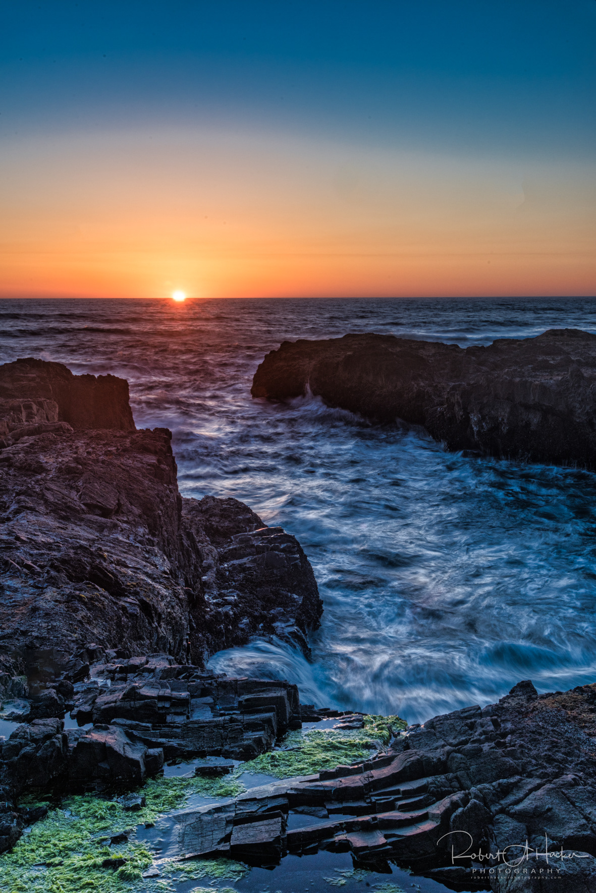 Sunset surf near Thor's Well, Cape Perpetua, Waldport, Oregon