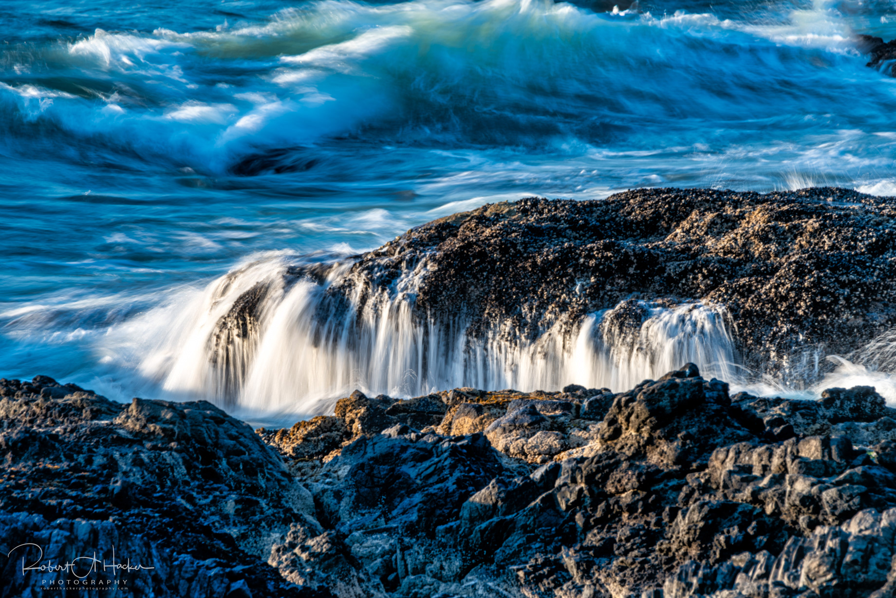 Sunset surf near Thor's Well, Cape Perpetua, Waldport, Oregon