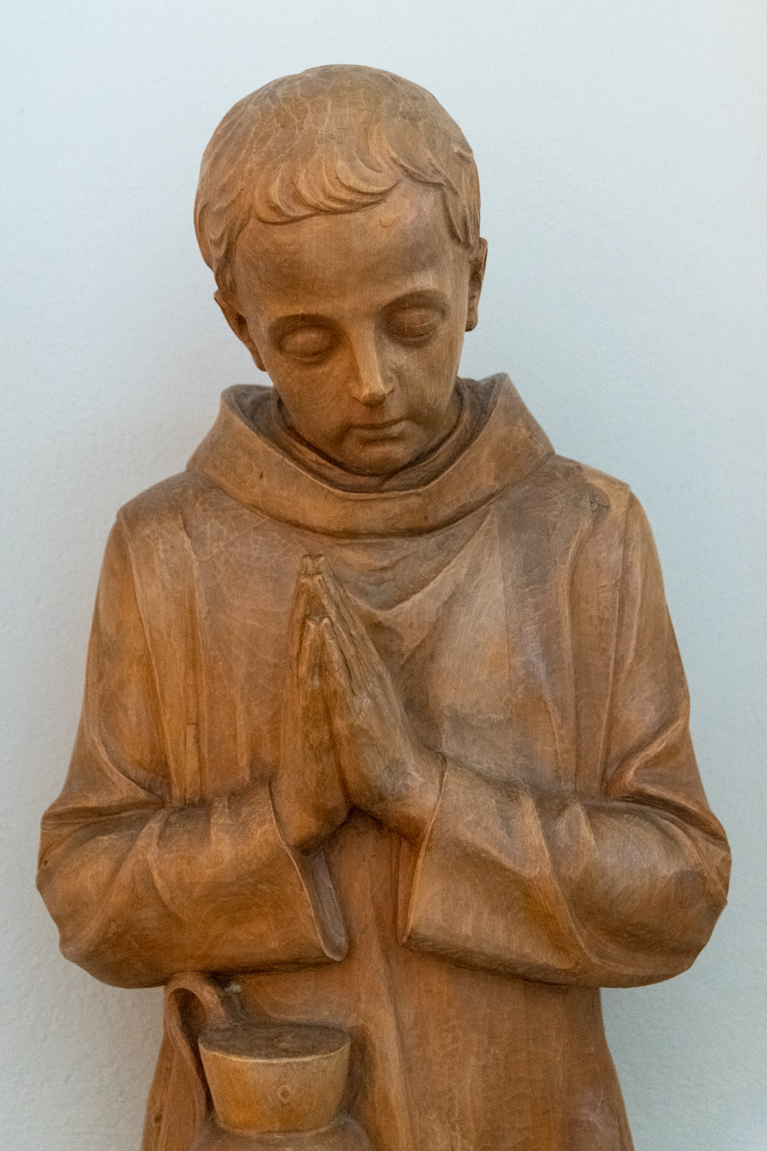 Statue in the stair well of the abbey guest house