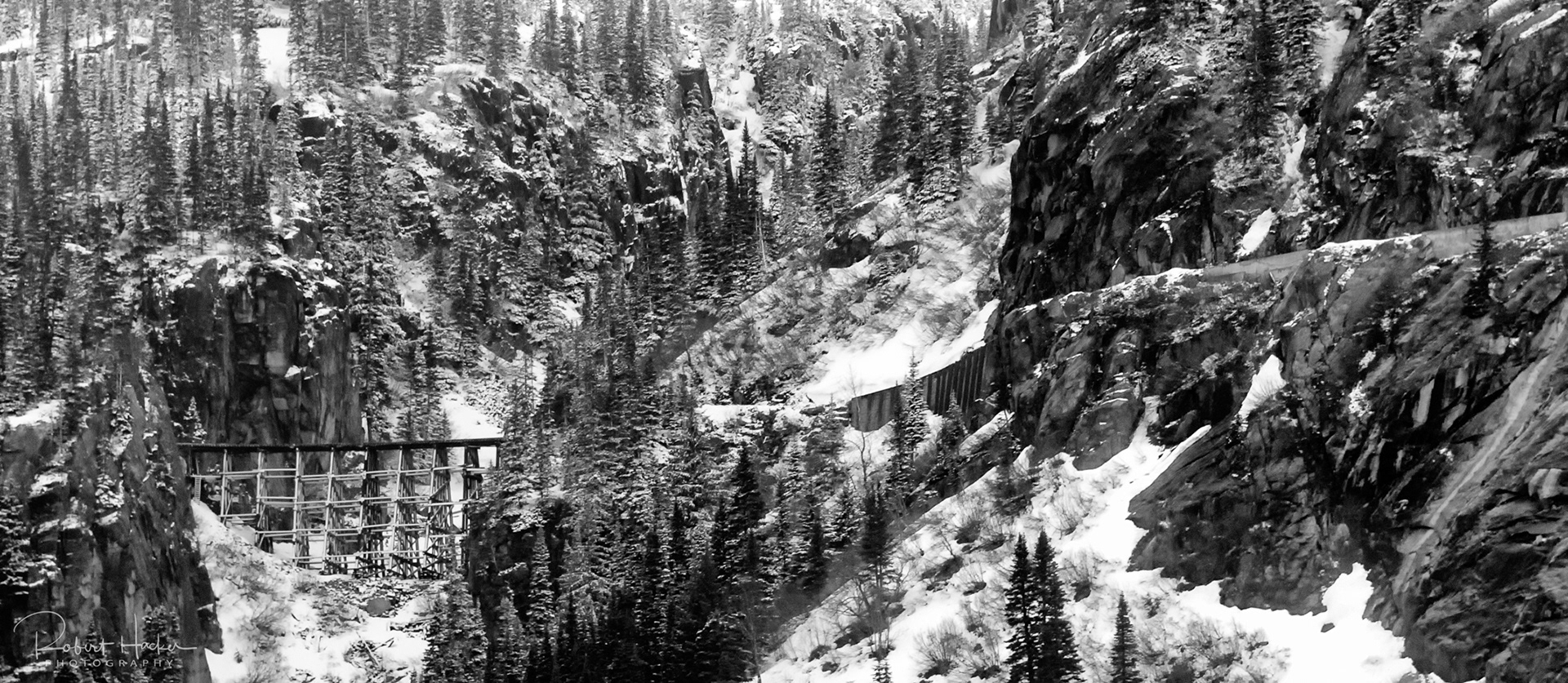 View of railroad trestle on the White Pass & Yukon Route Railway