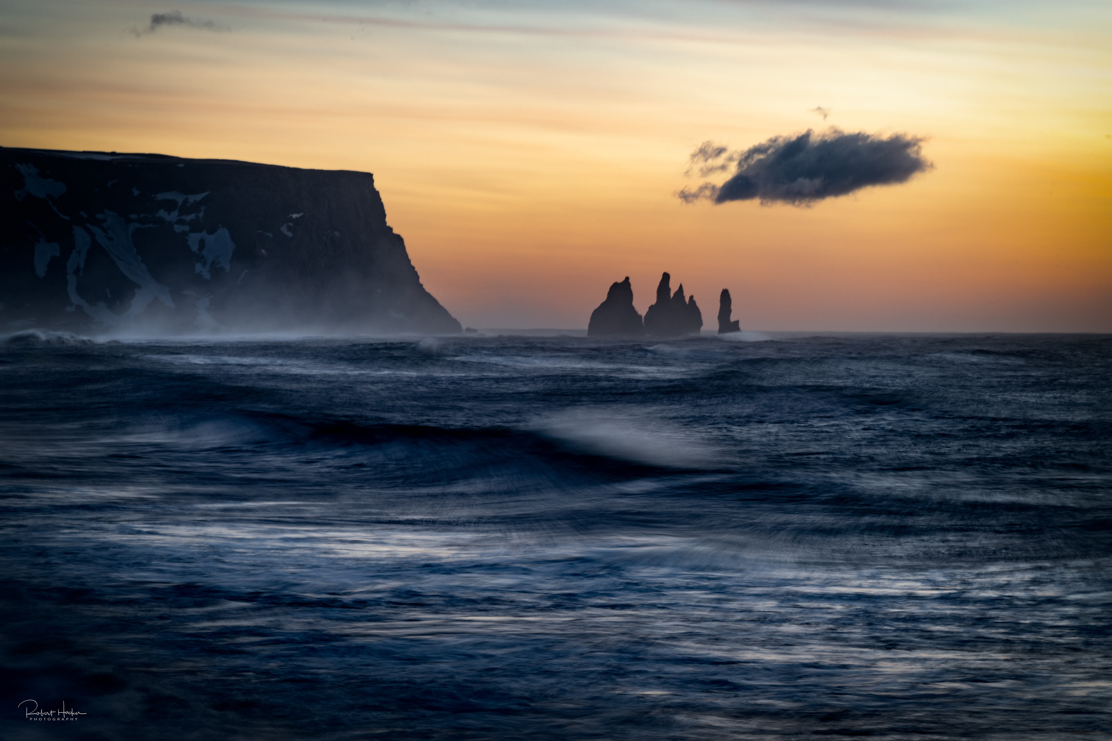 Sunrise at the Kirkjufjara Beach Overlook