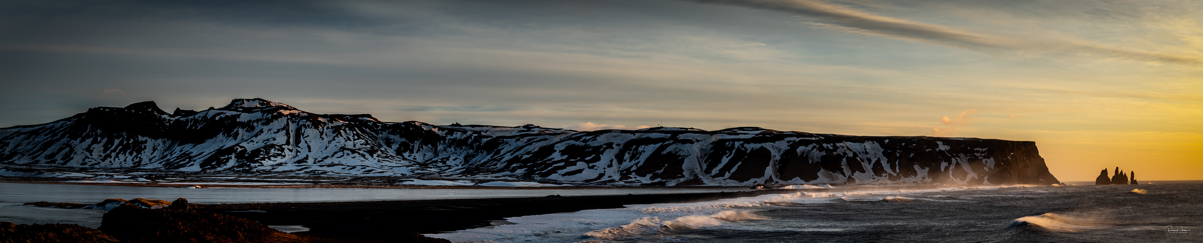 Panorama at Kirkjufjara Beach Overlook