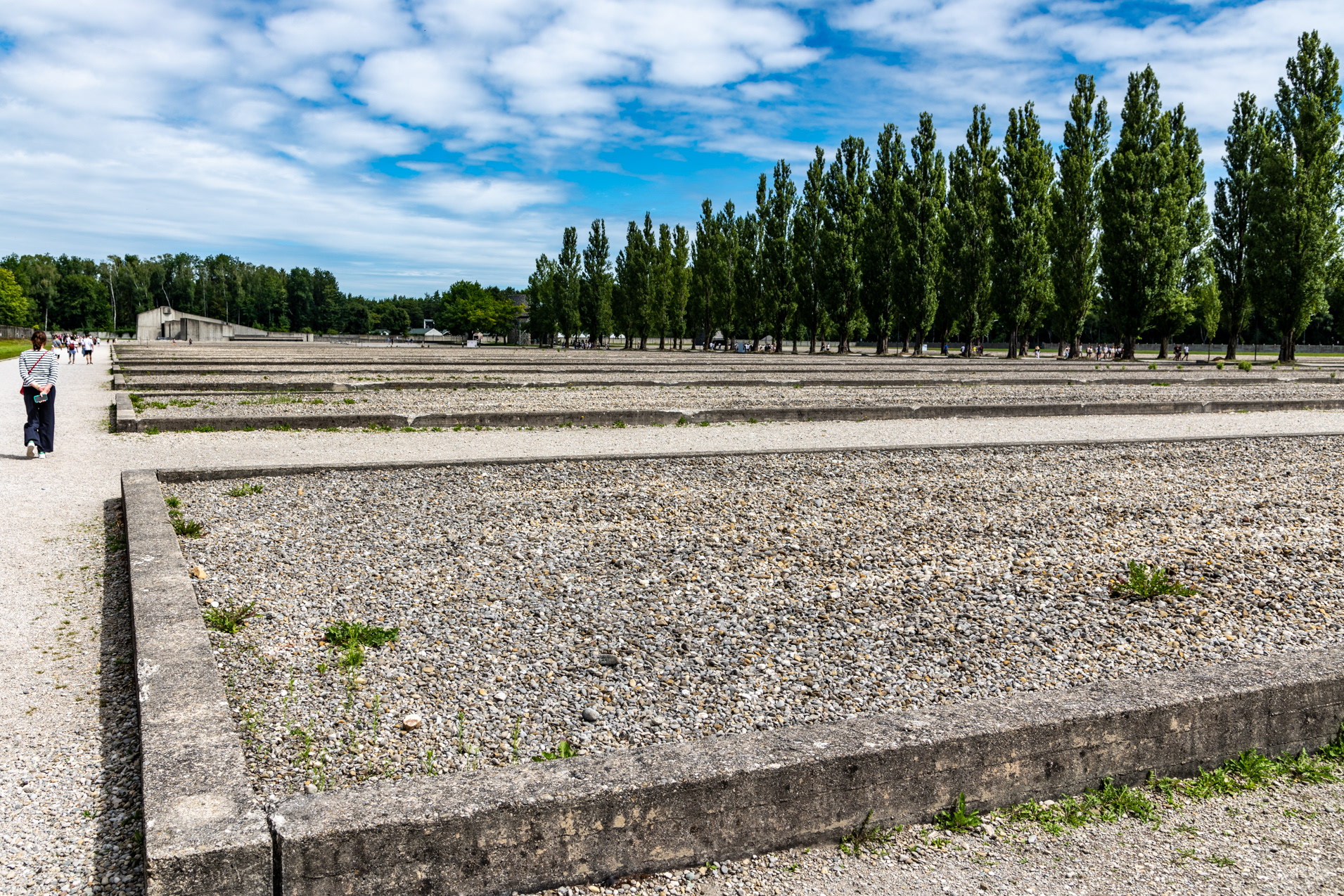 Foundations symbolizing the layout of the camp during World War II.