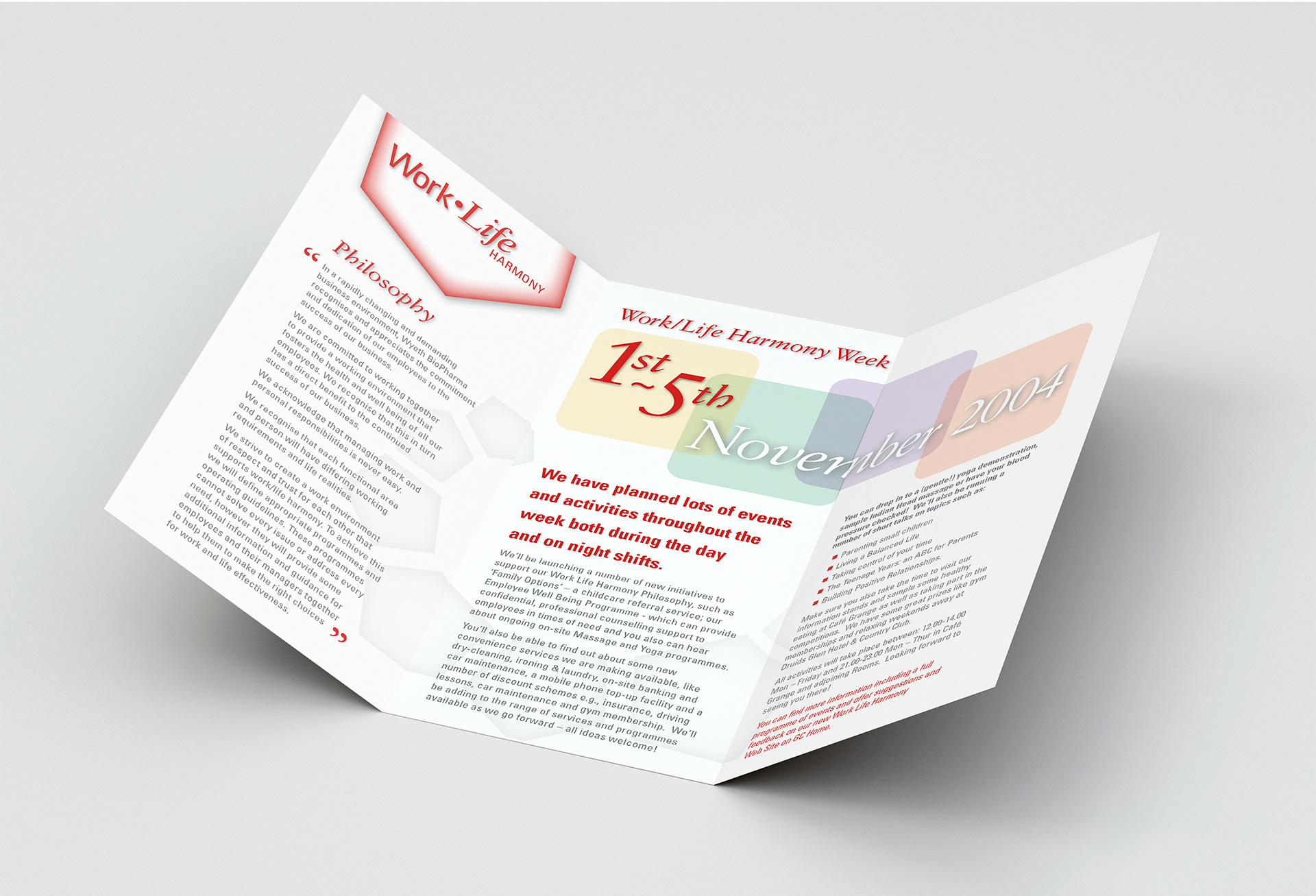 The full layout for the centre of the DL pamphlet.