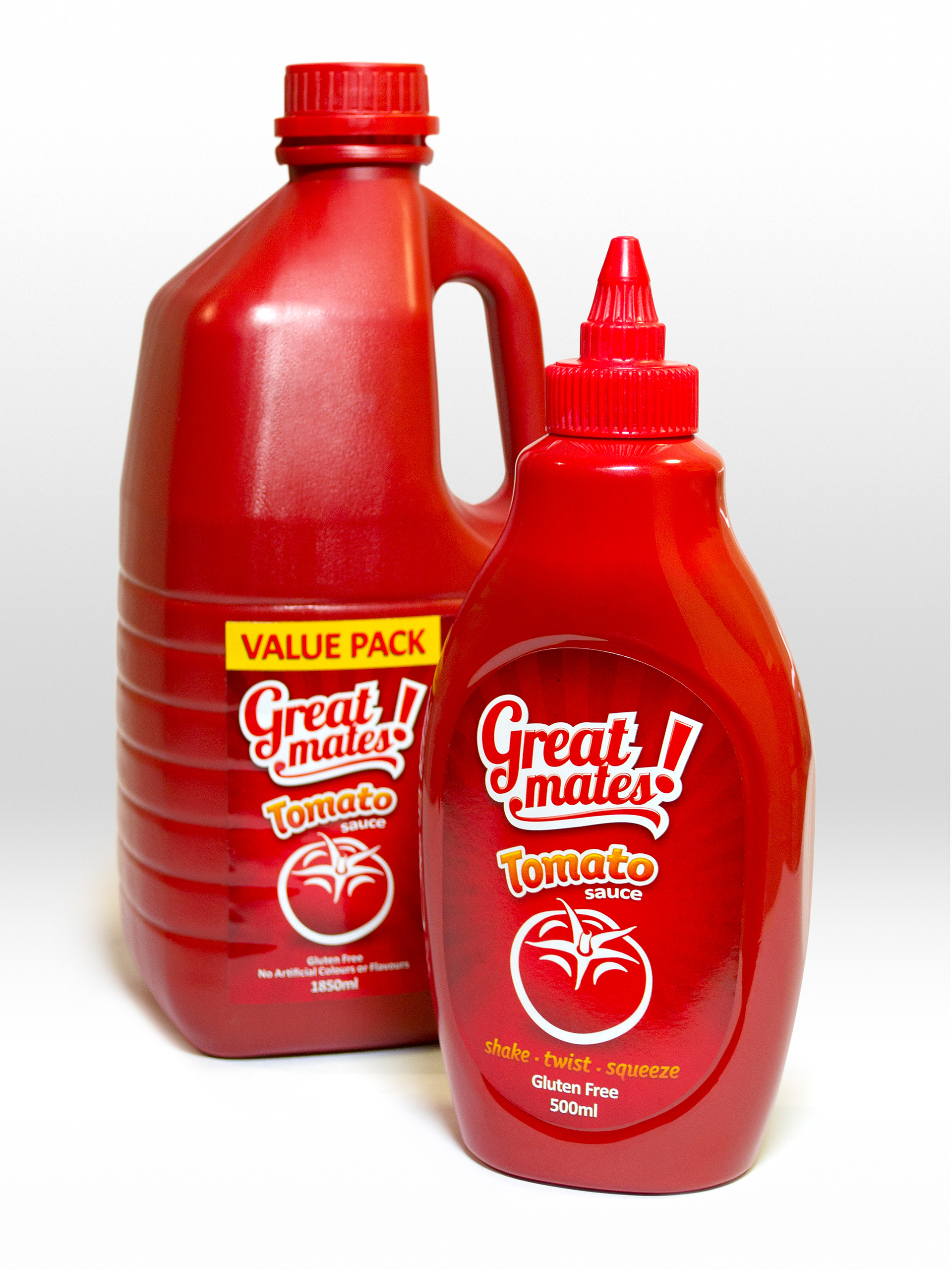 Great mates! Tomato Sauce 500 mL bottle and 1850 mL value pack.