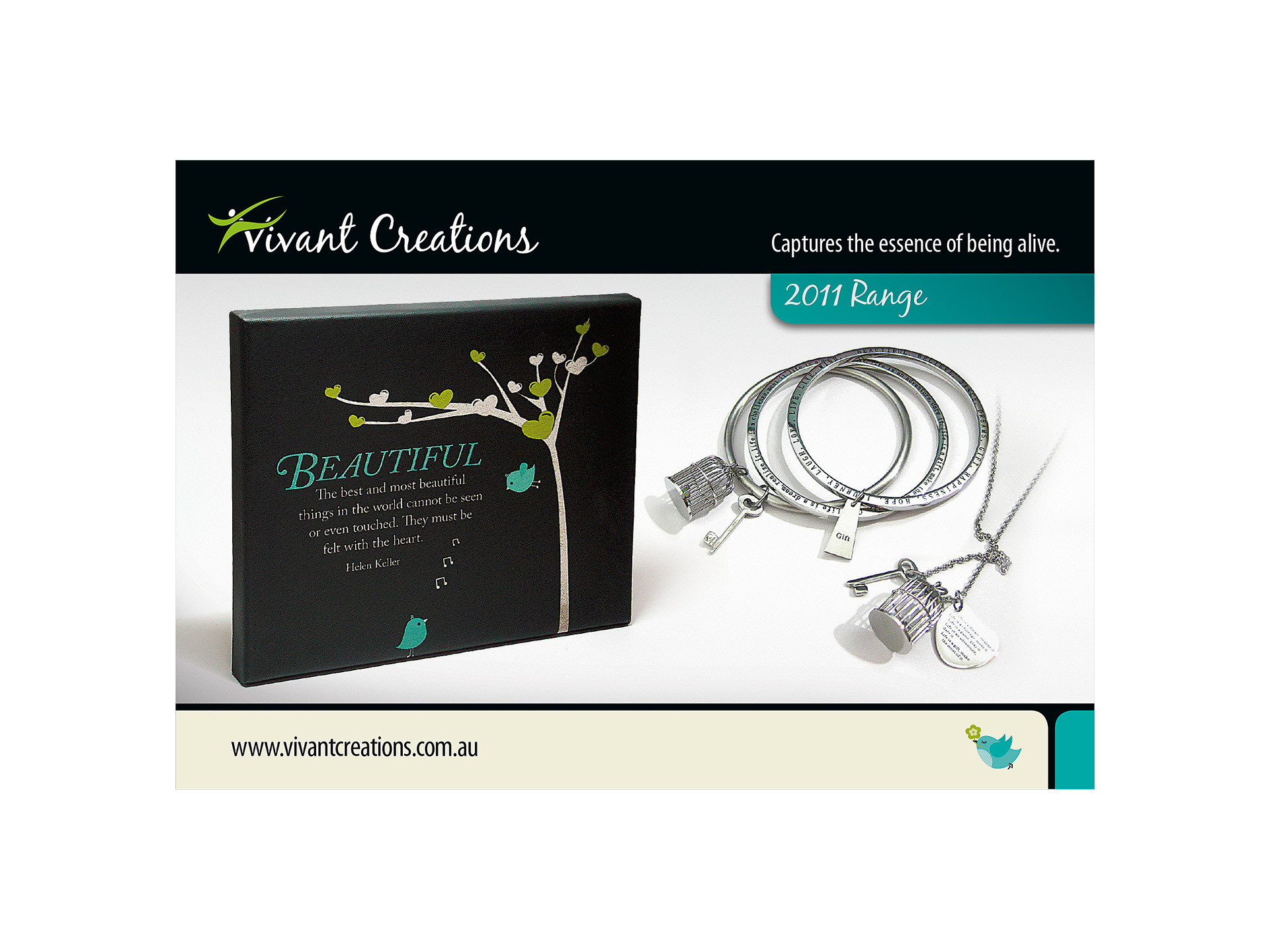 Half page trade show ad for the 2011 Vivant Creations range.
