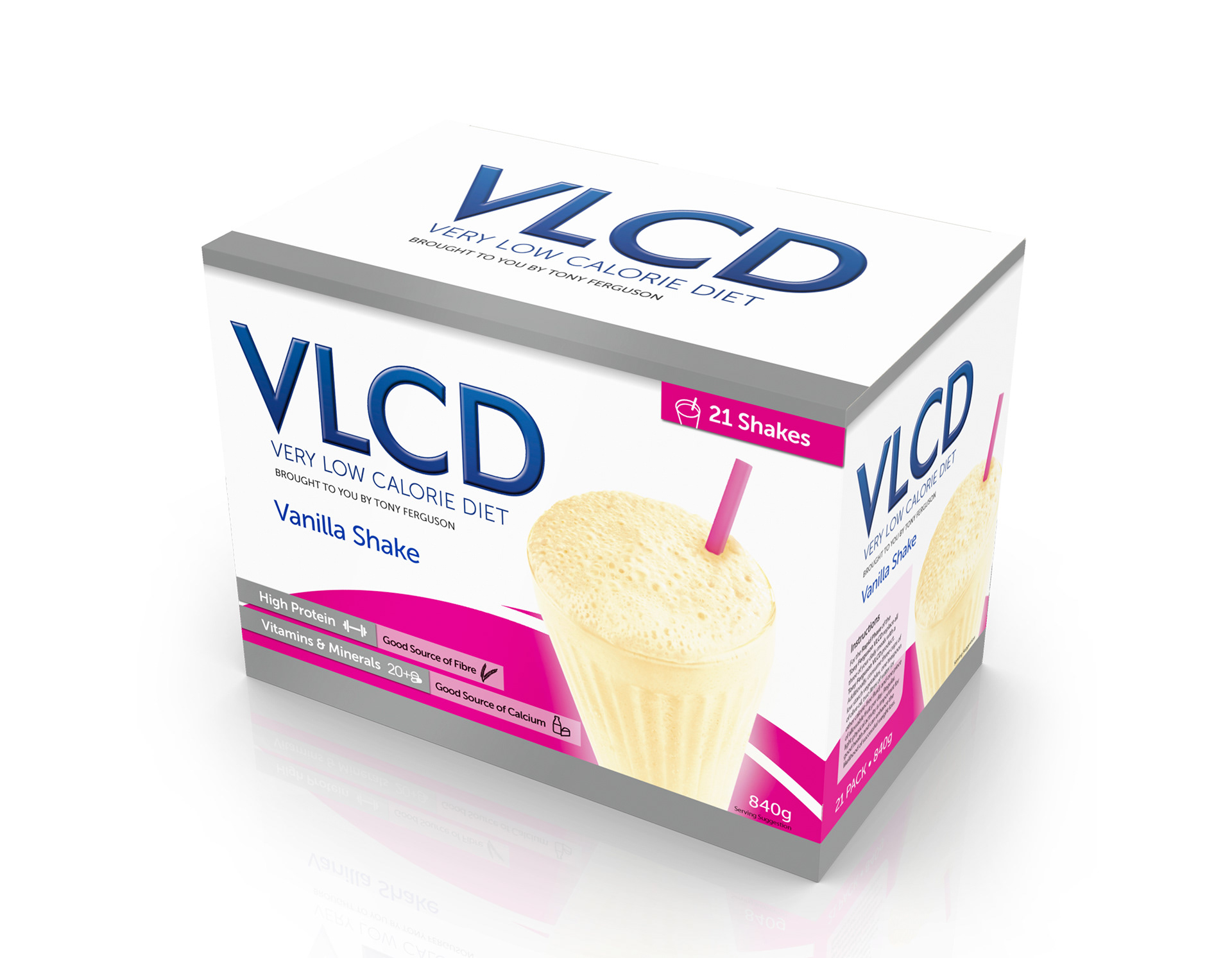 VLCD Vanilla Shake product render front of pack.