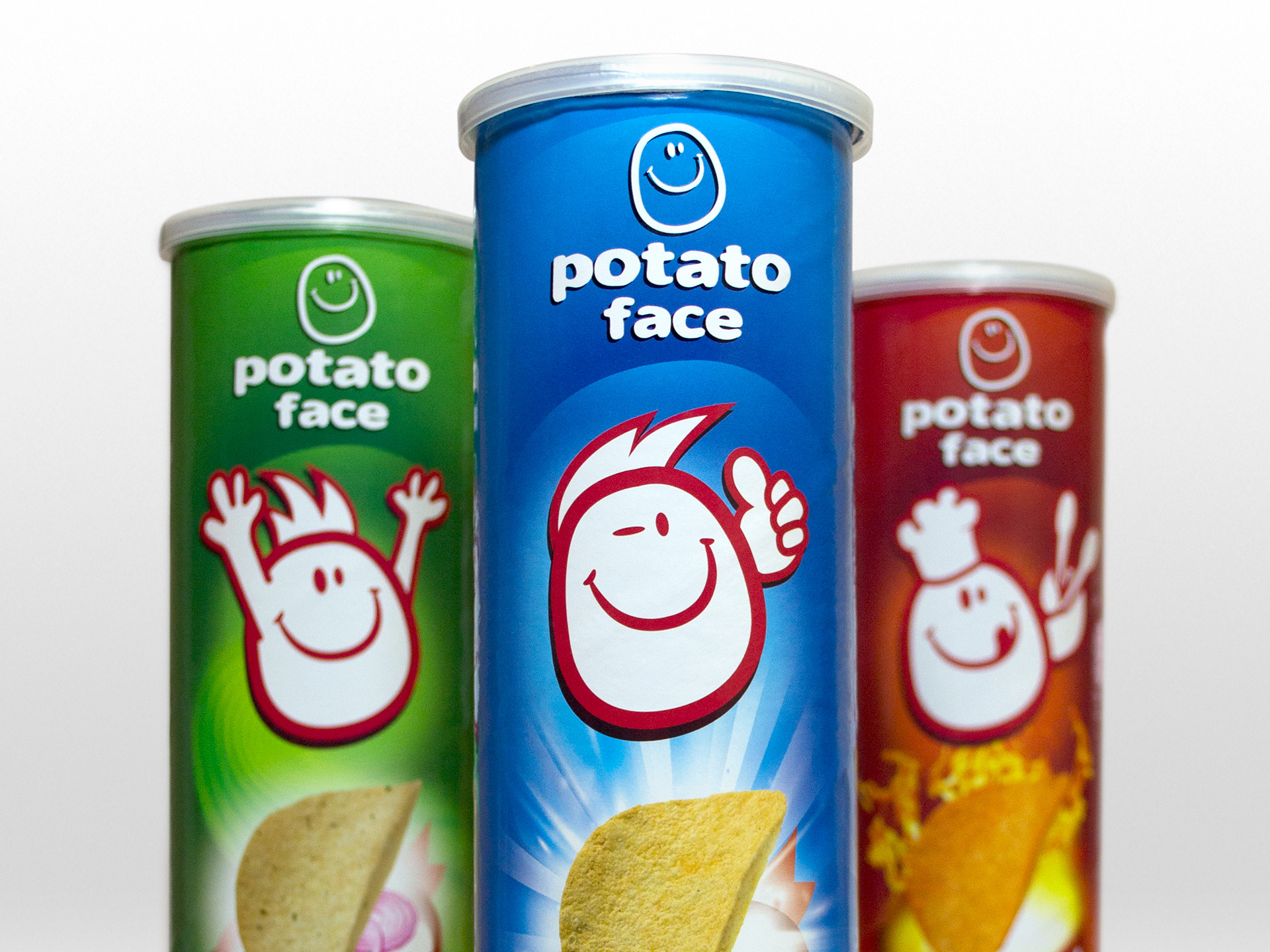 Potato Face Stacked Chips Packaging Design