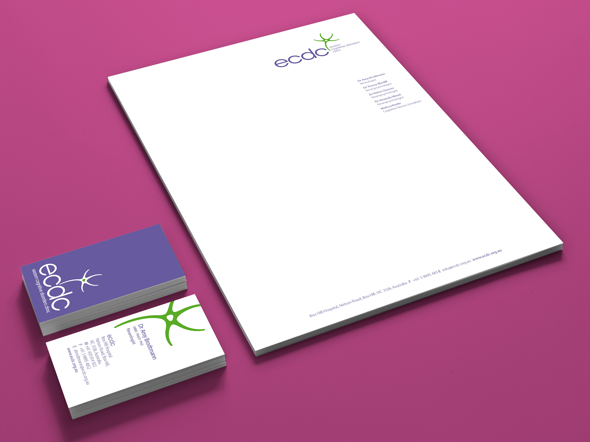 ECDC business card and letterhead design.