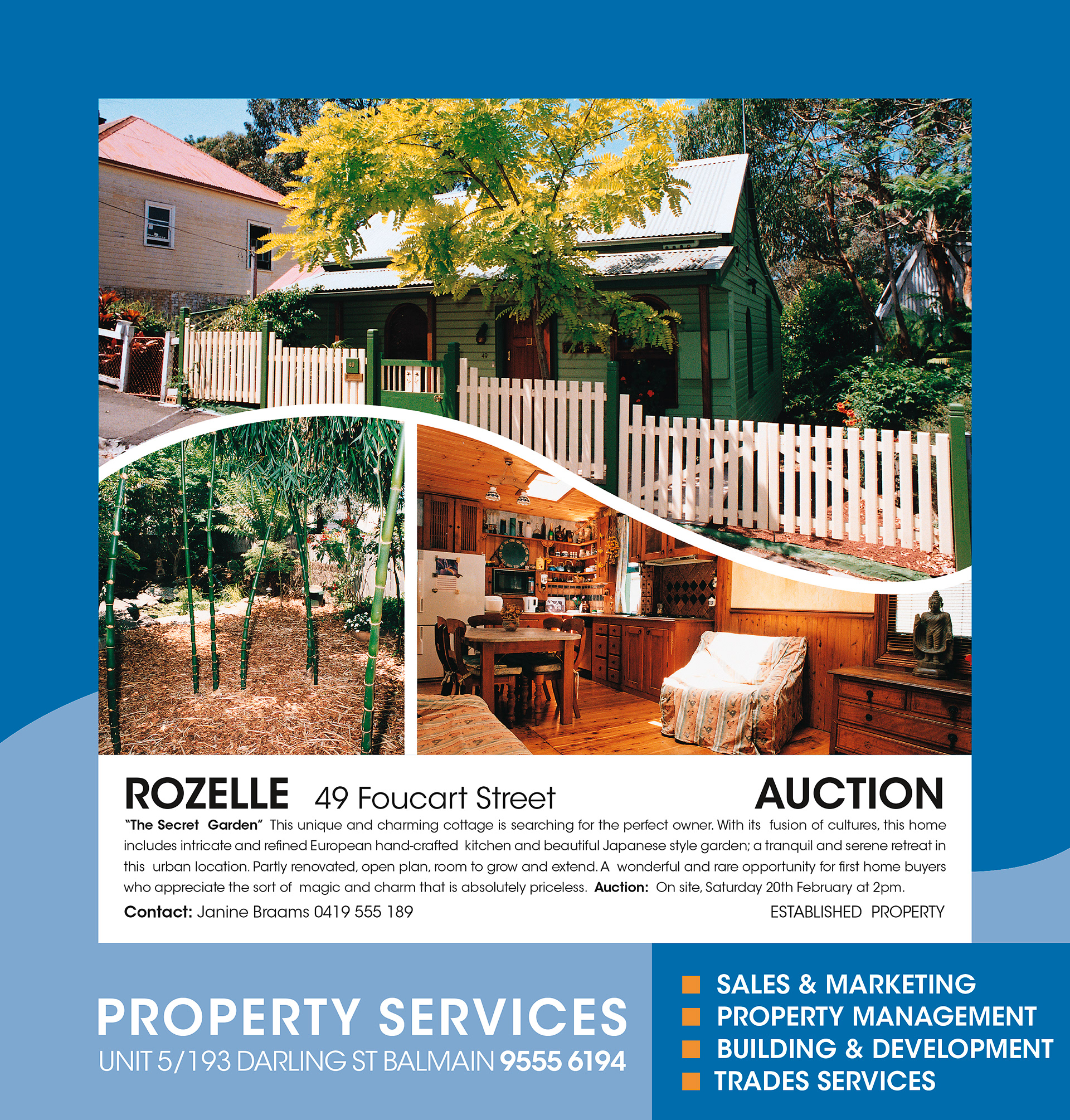 Established property window signage.