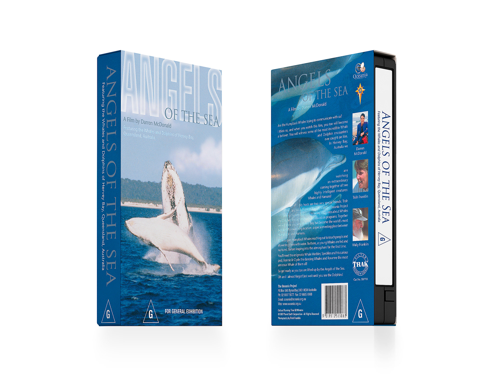 Angled image of the Angels of the Sea Video cassette cover's spine, front cover, and back cover.
