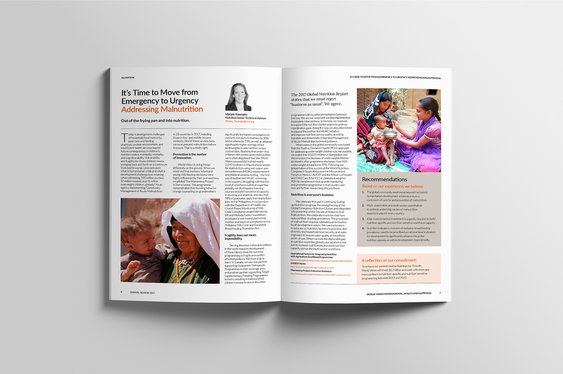 Section spread showing reflection box and links at the end of the article.