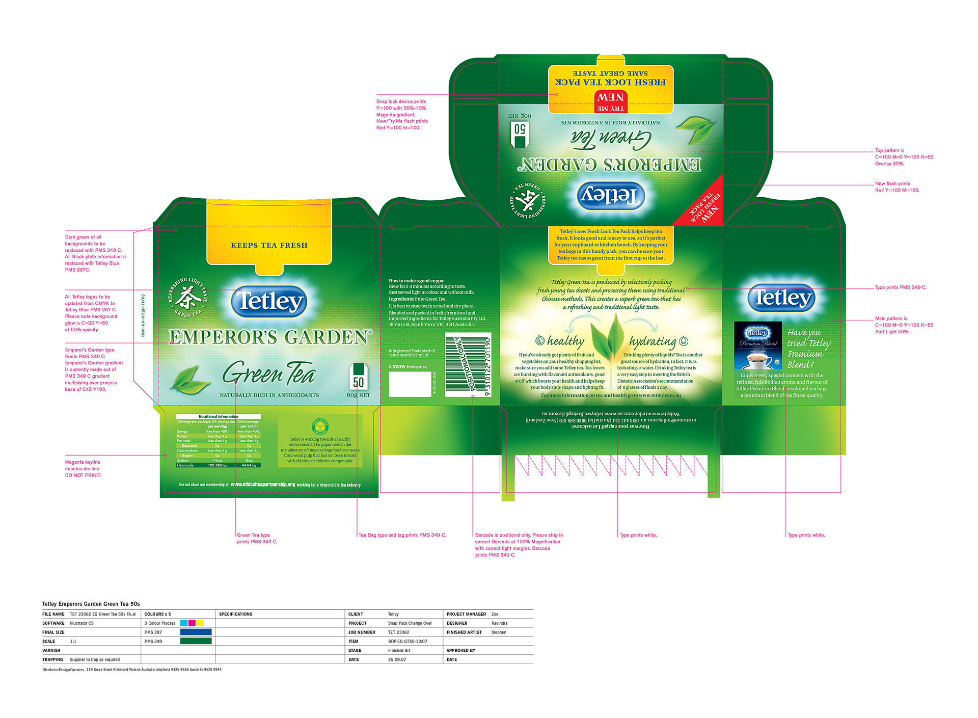 Tetley Emperor’s Garden Green Tea finished artwork.