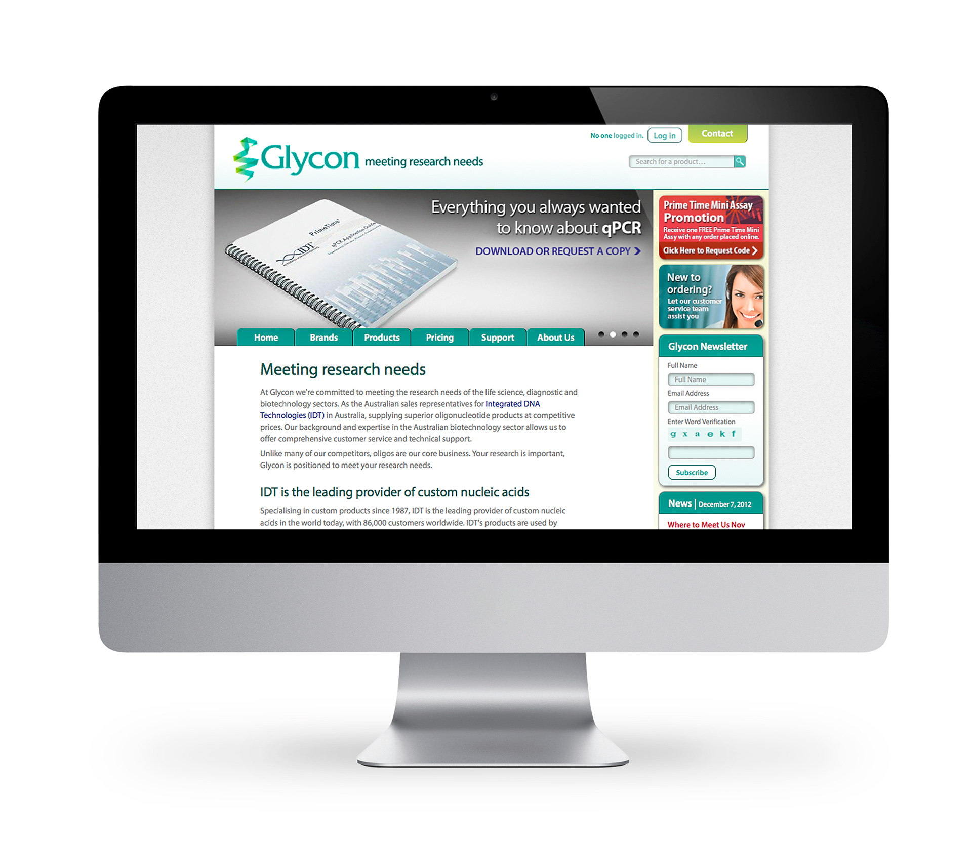 Glycon website homepage design.