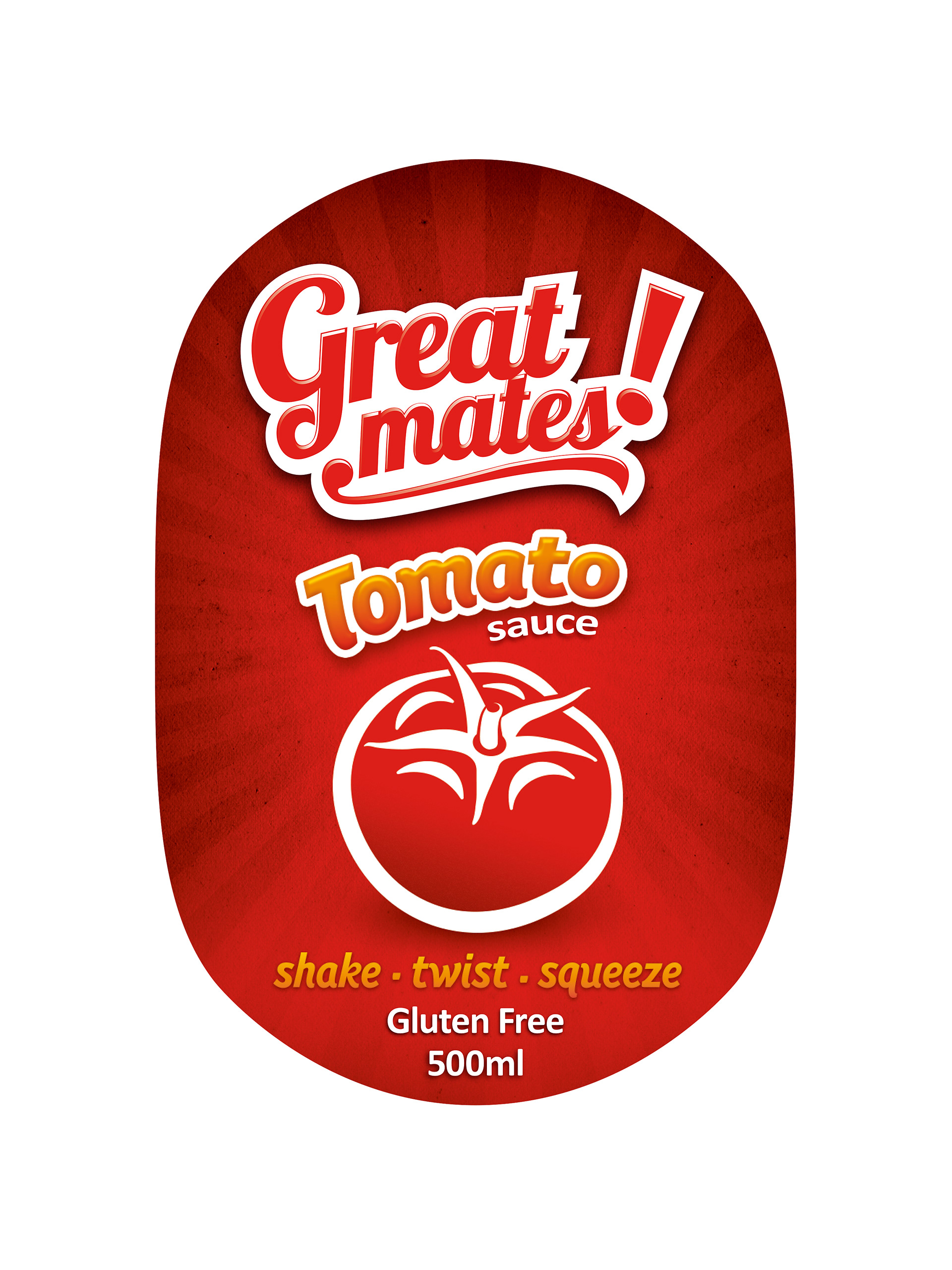 Great mates! Tomato Sauce 500 mL label design.
