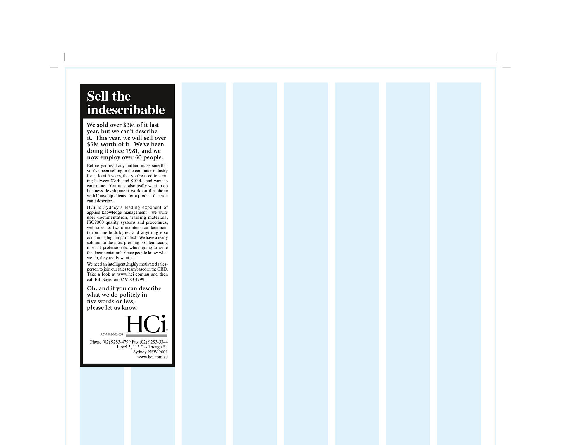 Long length two column ad.