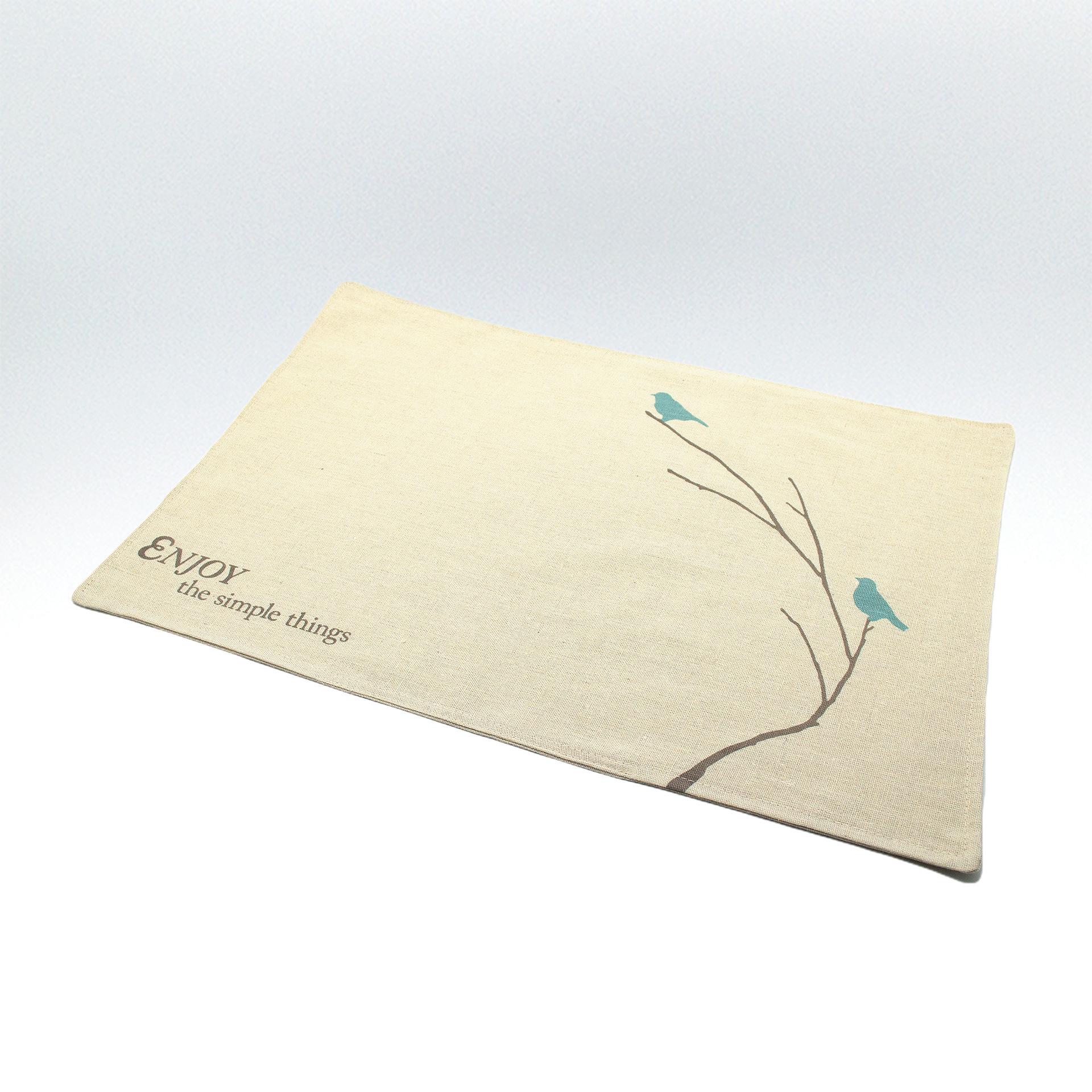 Enjoy - type and illustration composition on fabric place mat.