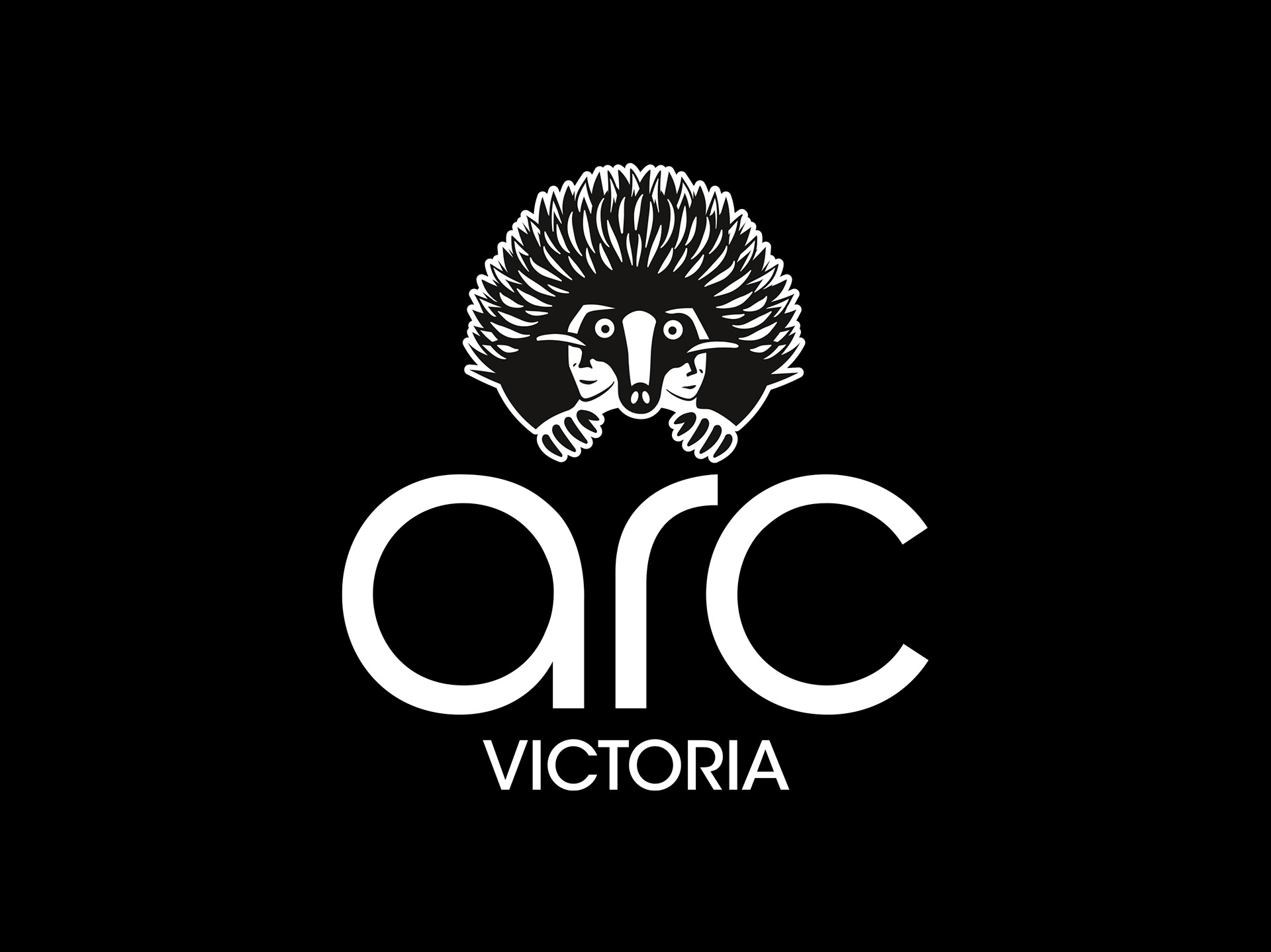 ARCV black & white logo stacked reversed.