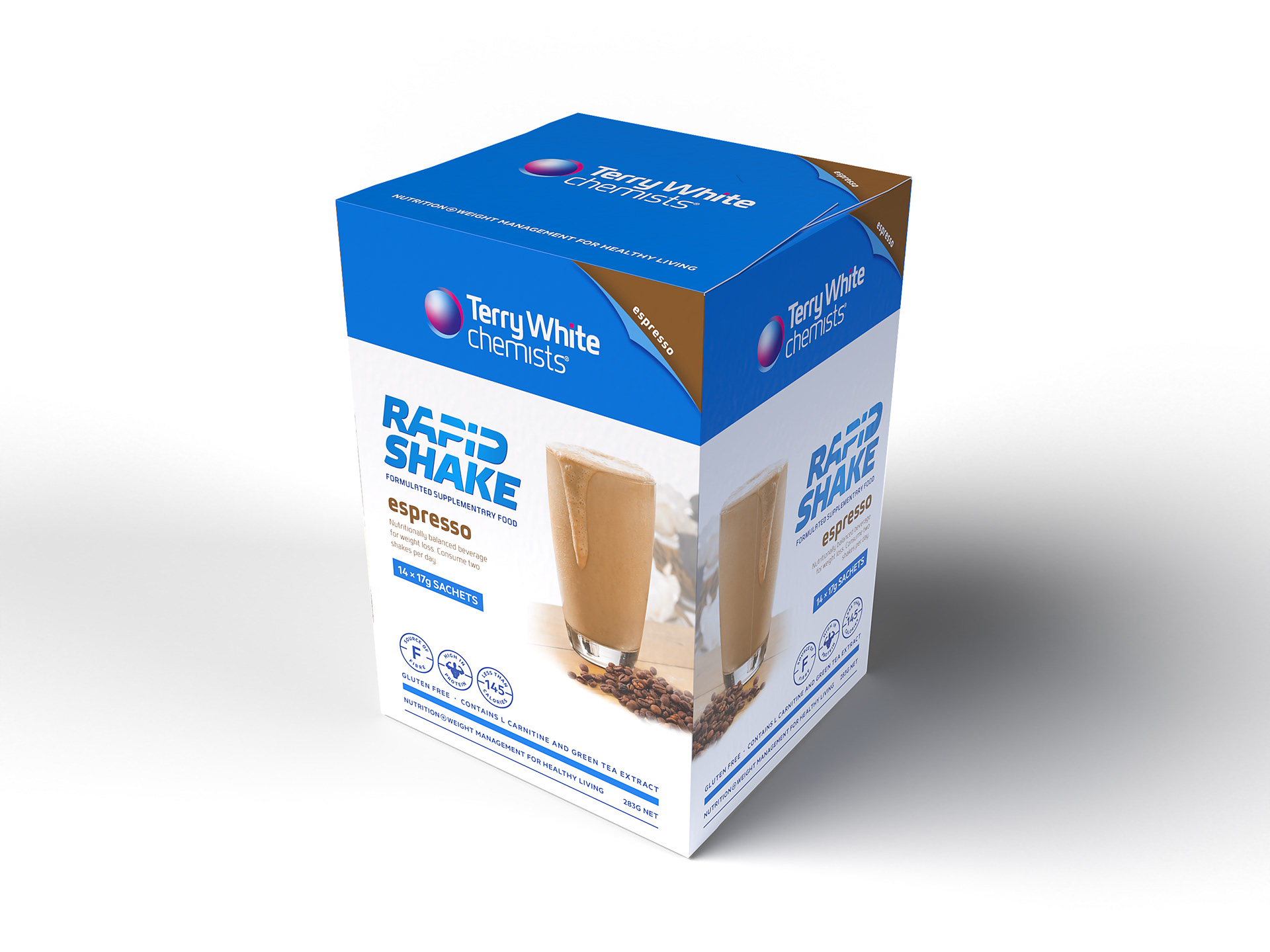 Terry White Chemists Espresso Rapid Shake pack.