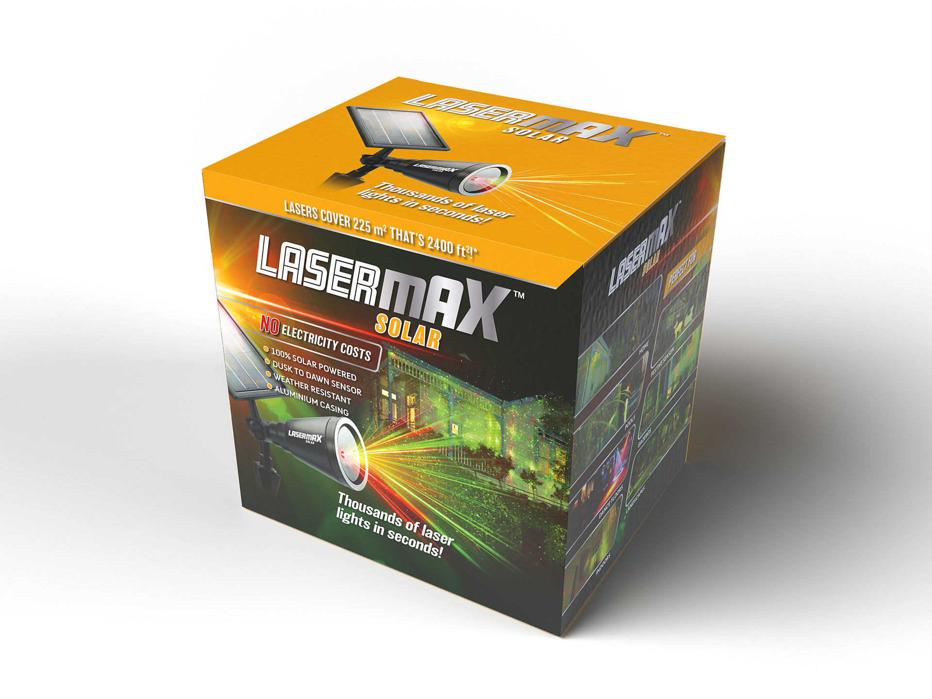 LaserMAX Solar brand packaging showing yellow colour coded top of pack.