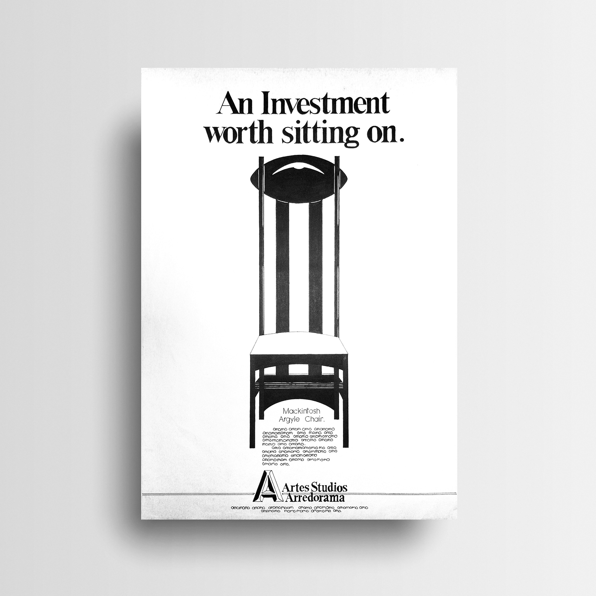 Full page black and white ad.