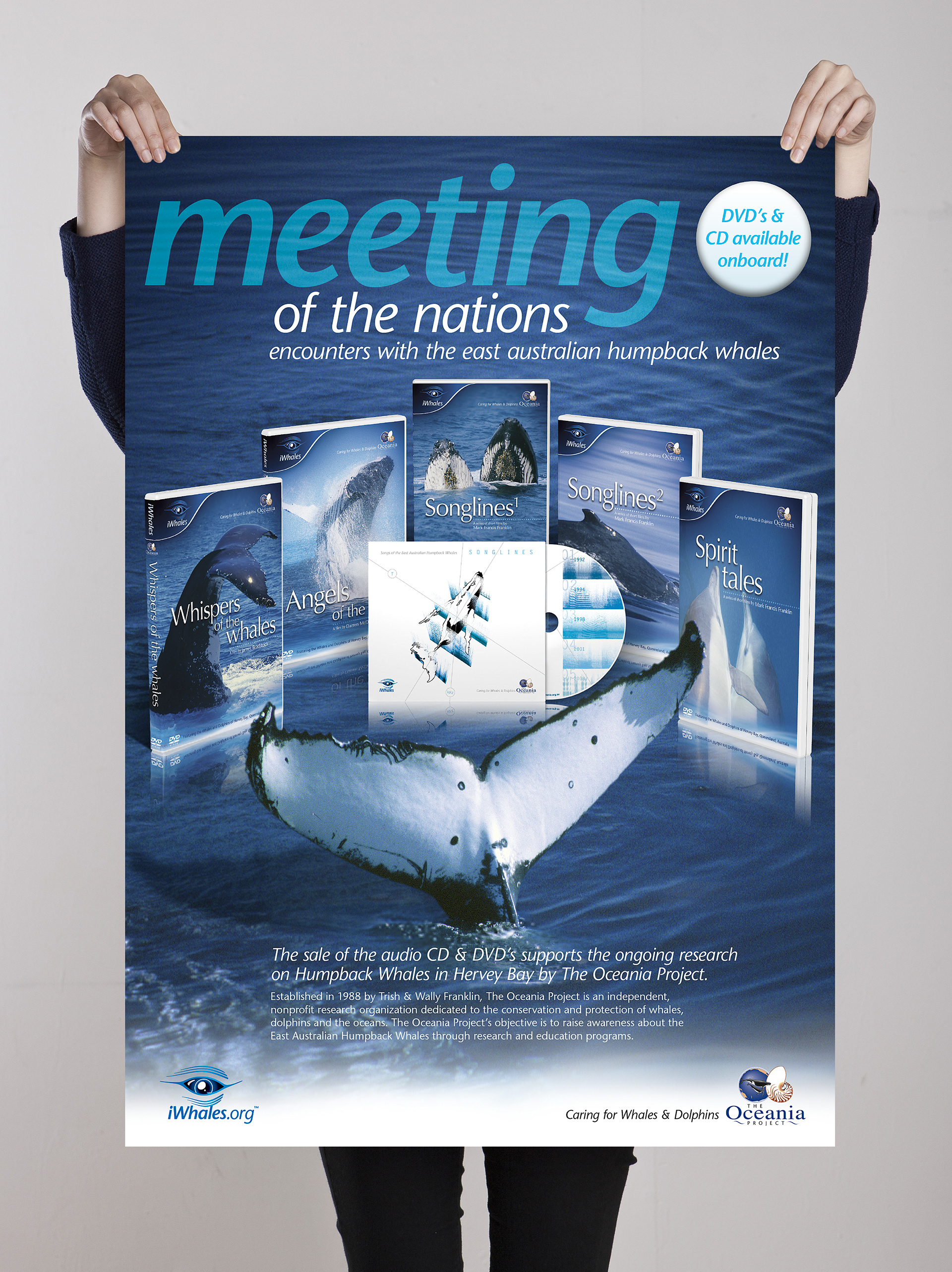 ‘Meeting of the Nations’ A2 sized poster marketing the iWhales DVD and Songlines CD.