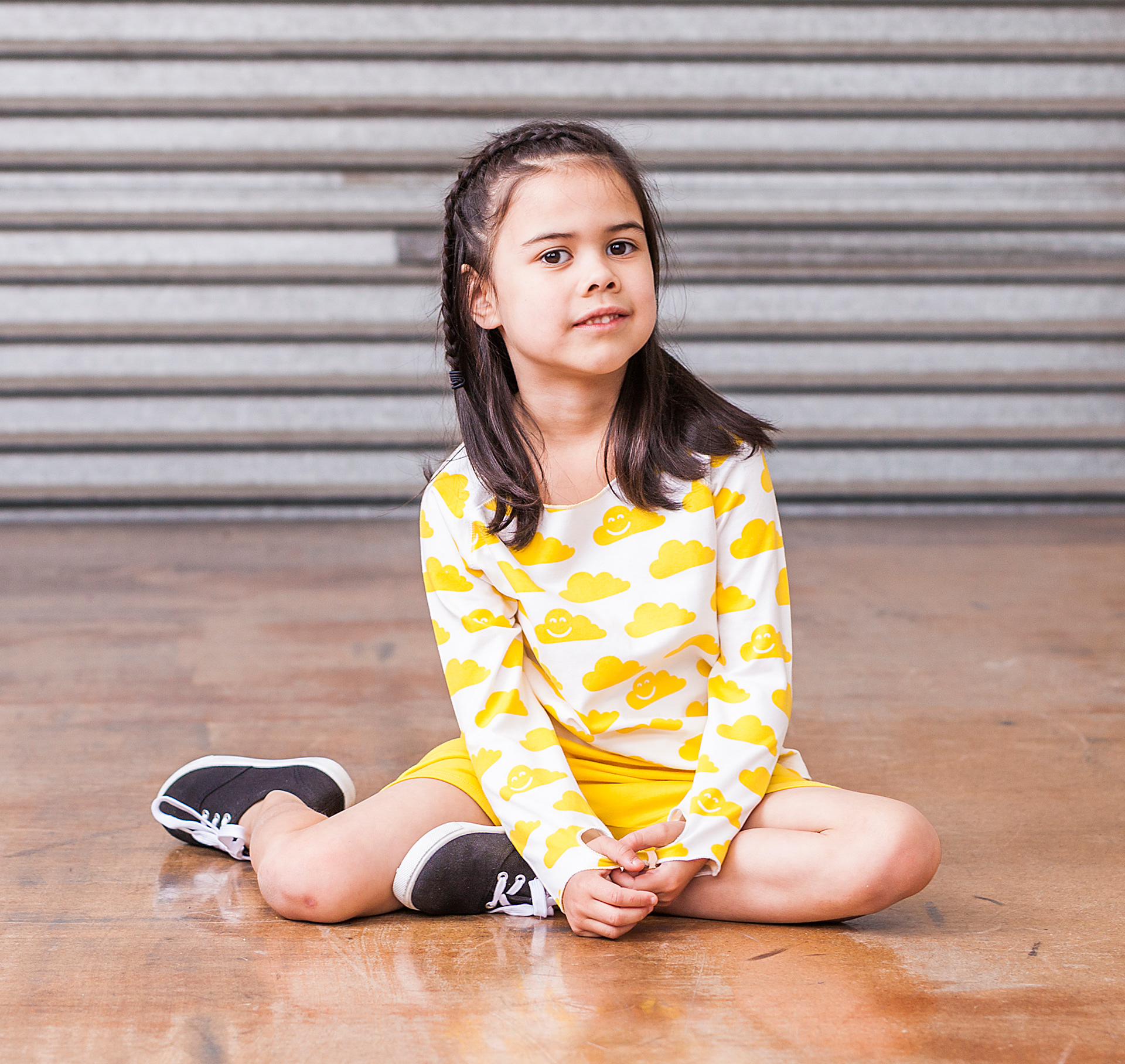Little Yellow Cloud Long Sleeved T with cloud brand pattern.