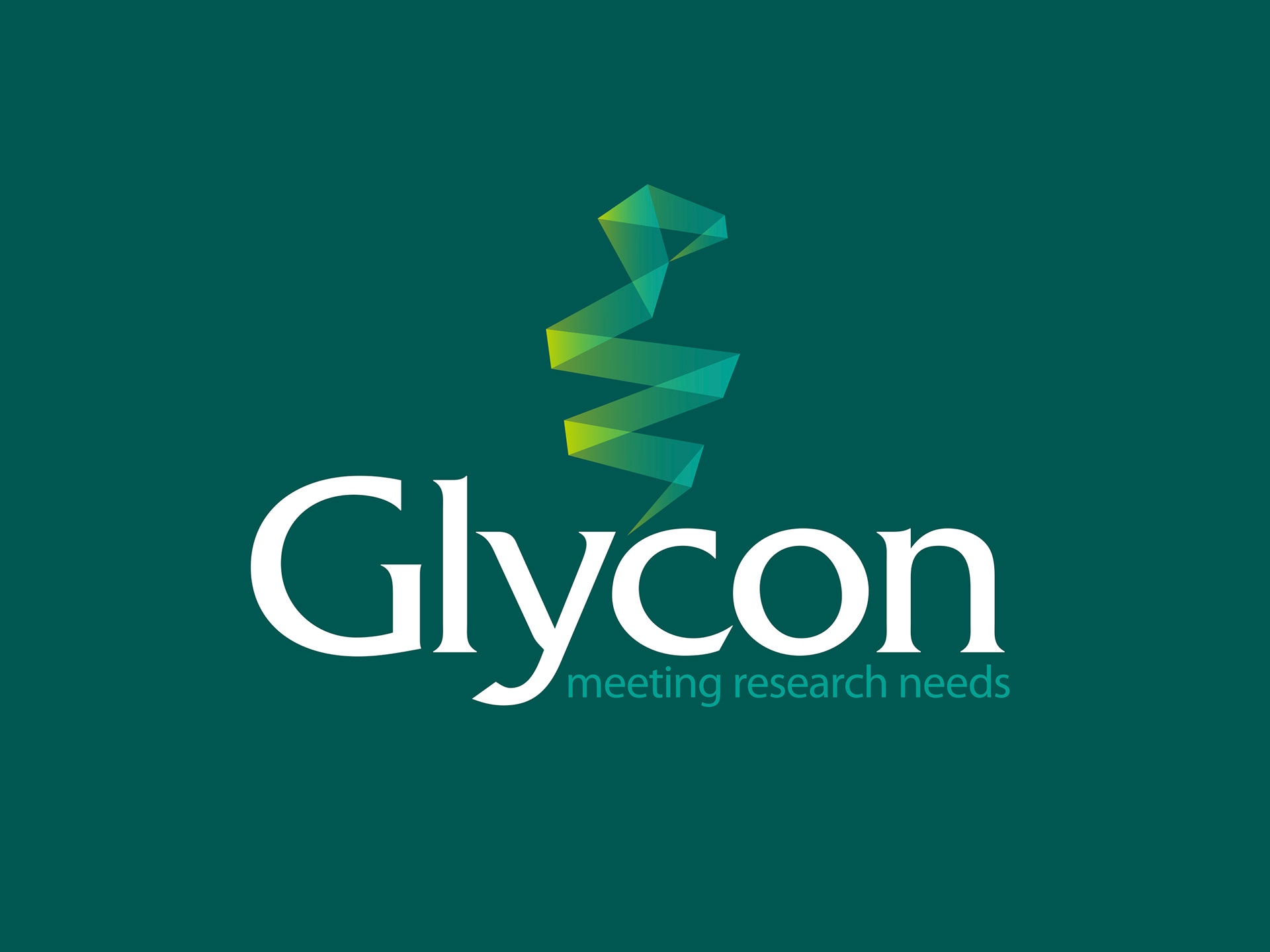 Glycon stacked logo reversed from solid primary green background.