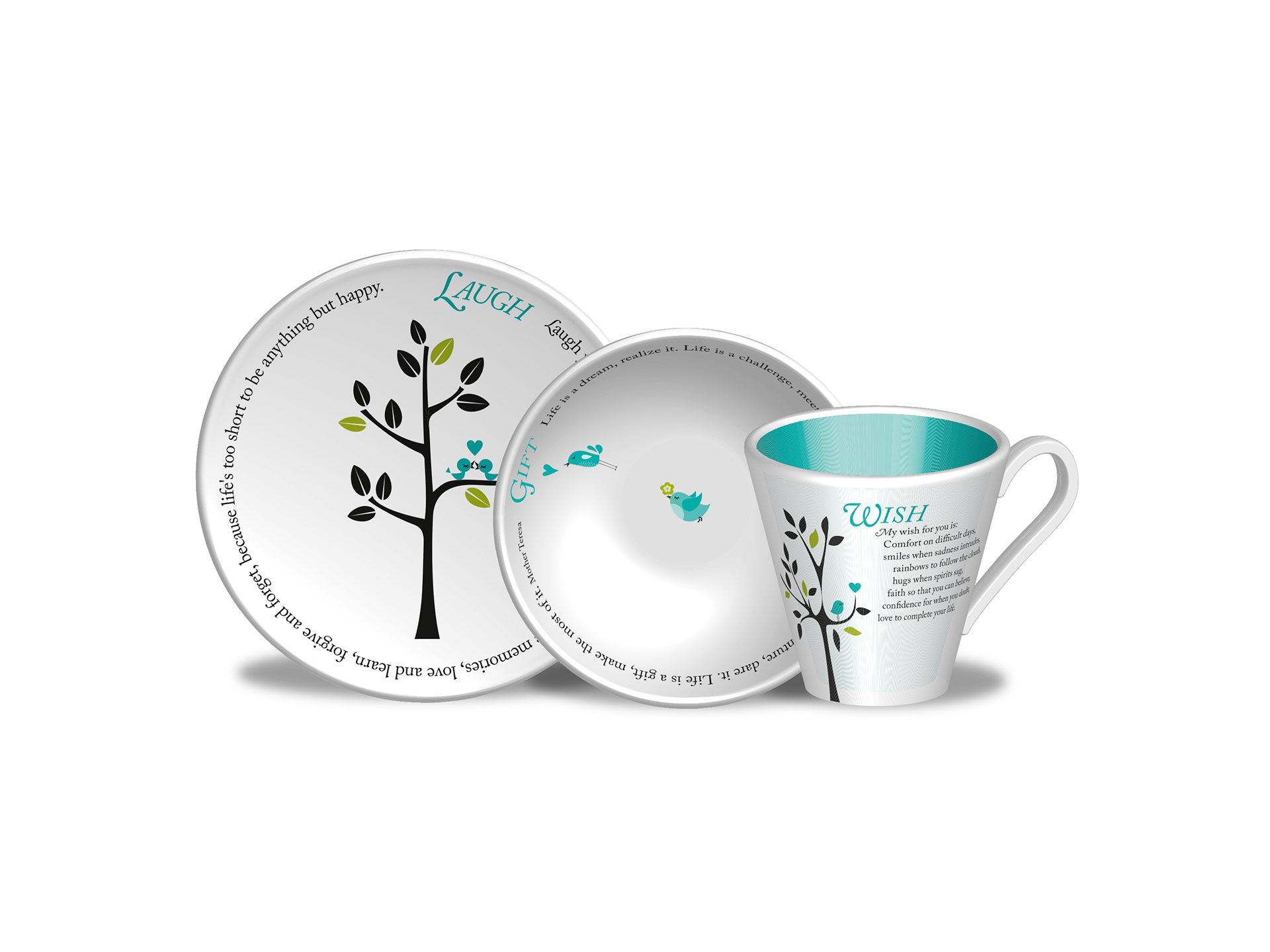 Pre-visualisation illustration of breakfast set products.