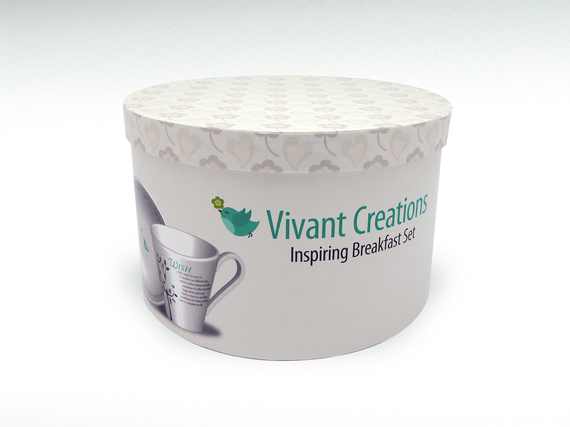 Inspiring Breakfast Set hat box style packaging.