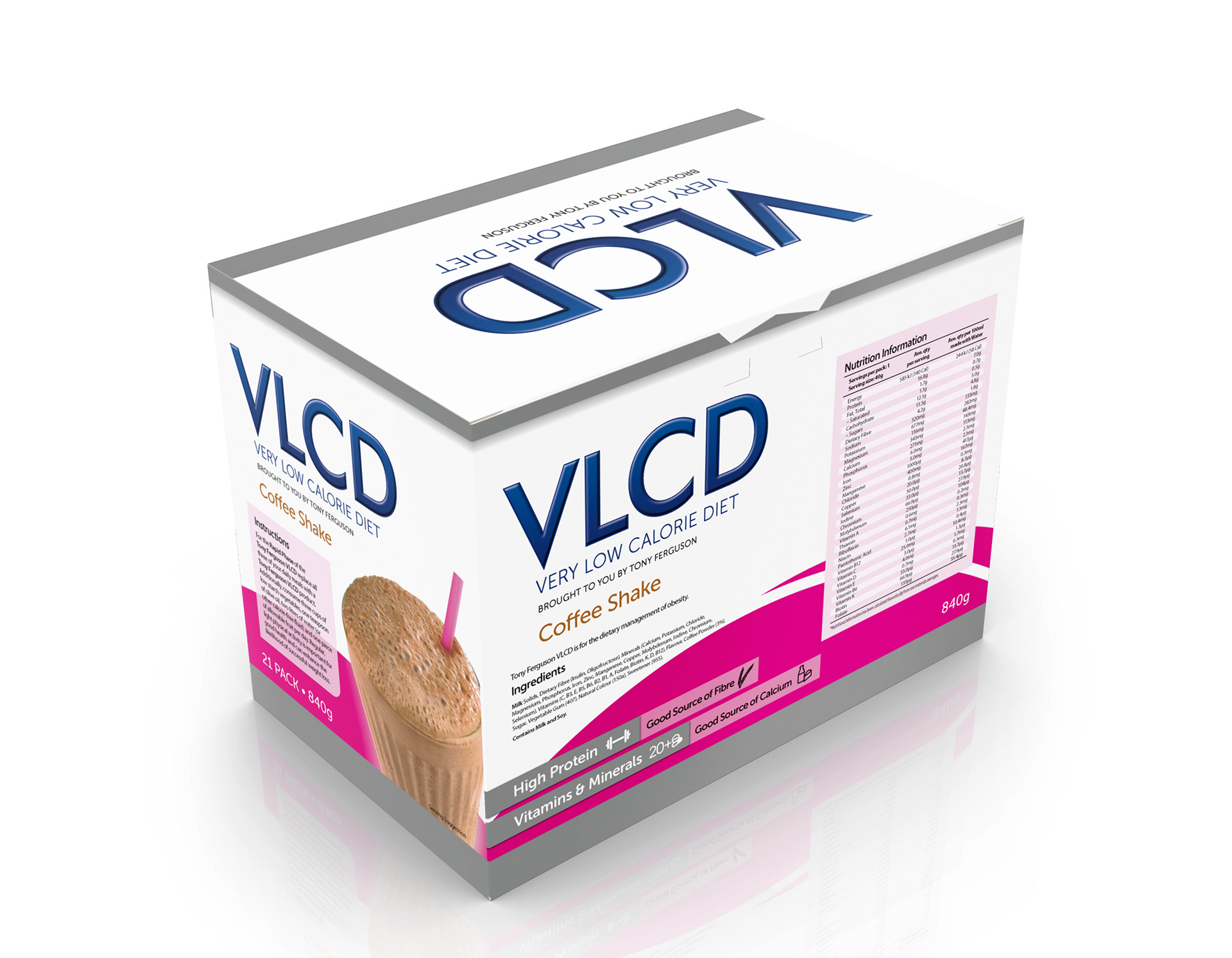 VLCD Coffee Shake product render back of pack.