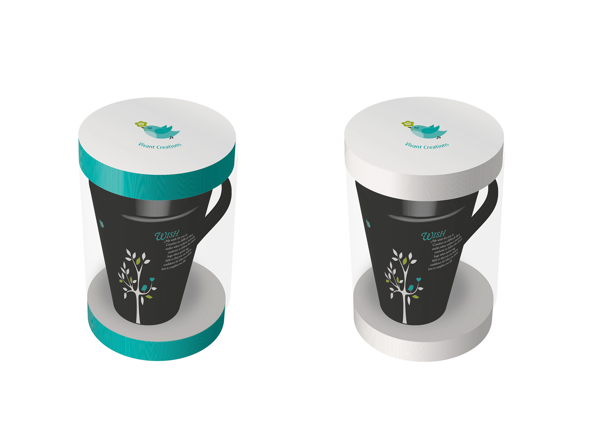 Travel mug packaging pre-visualisation.