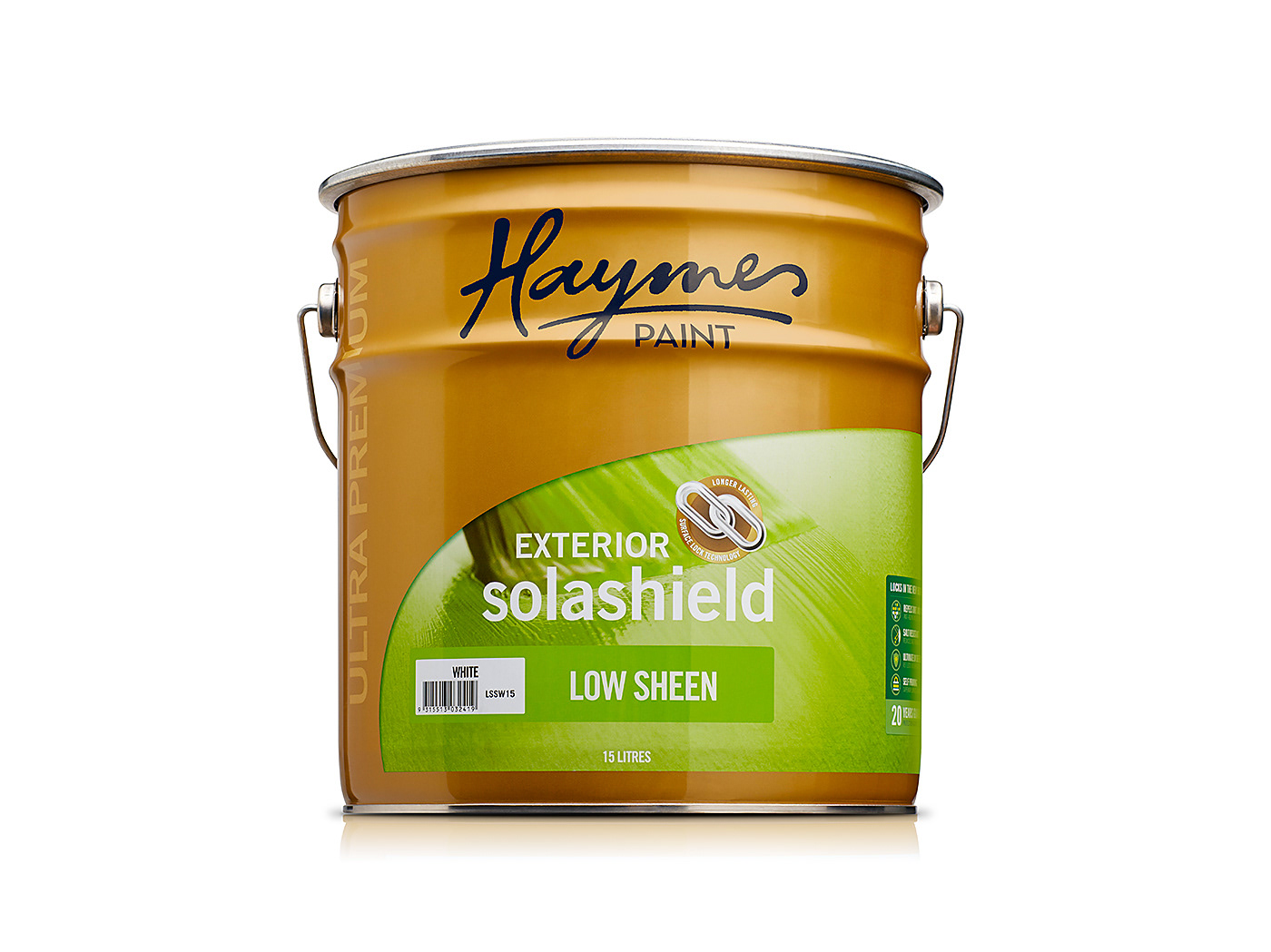 Haymes Paint Exterior Solashield paint product tin.