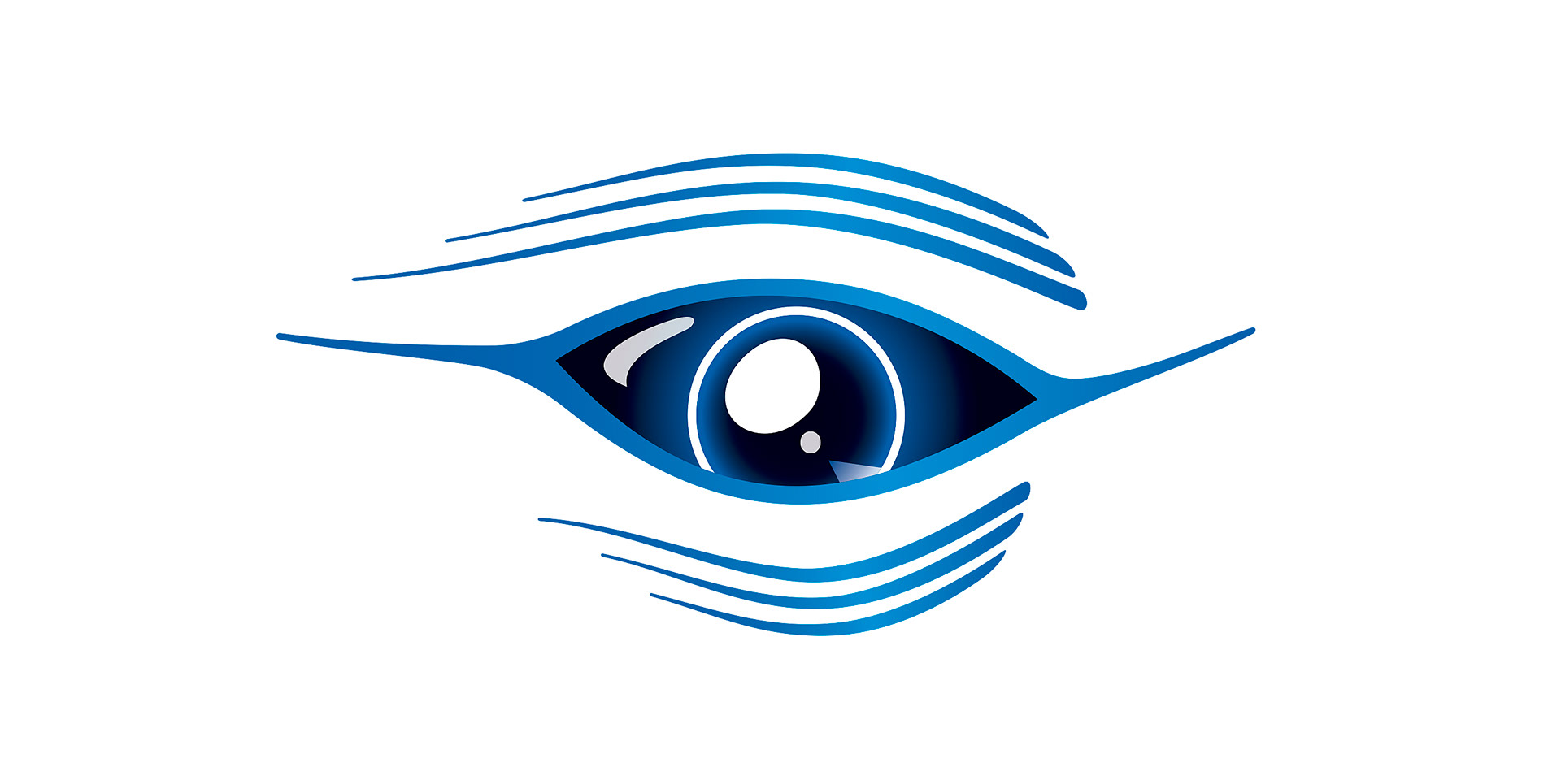 The iWhales full colour brandmark using the stylised Whales eye in light blue, dark blue and black shades.