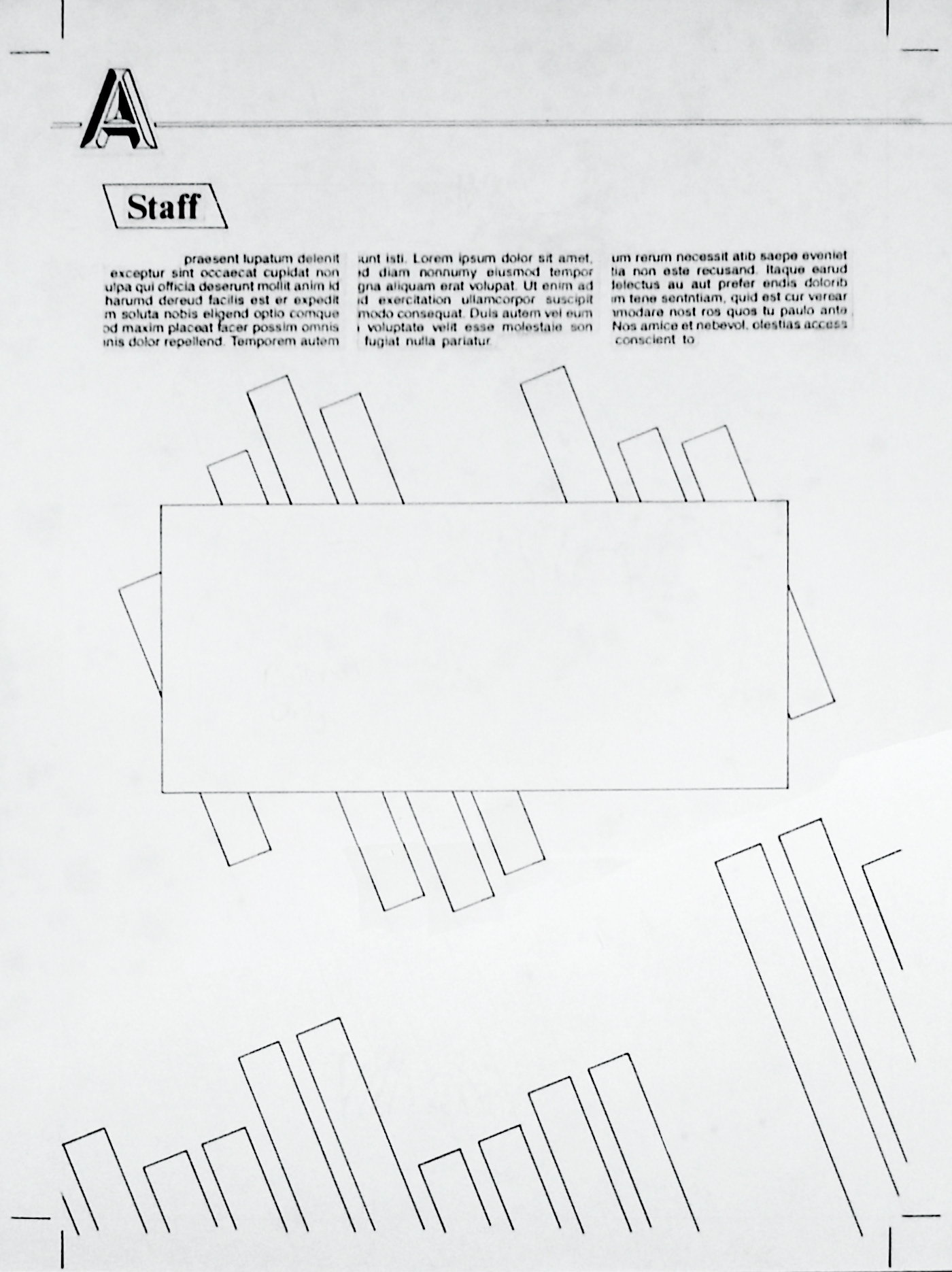 Hand comped finished artwork for Staff leaflet.