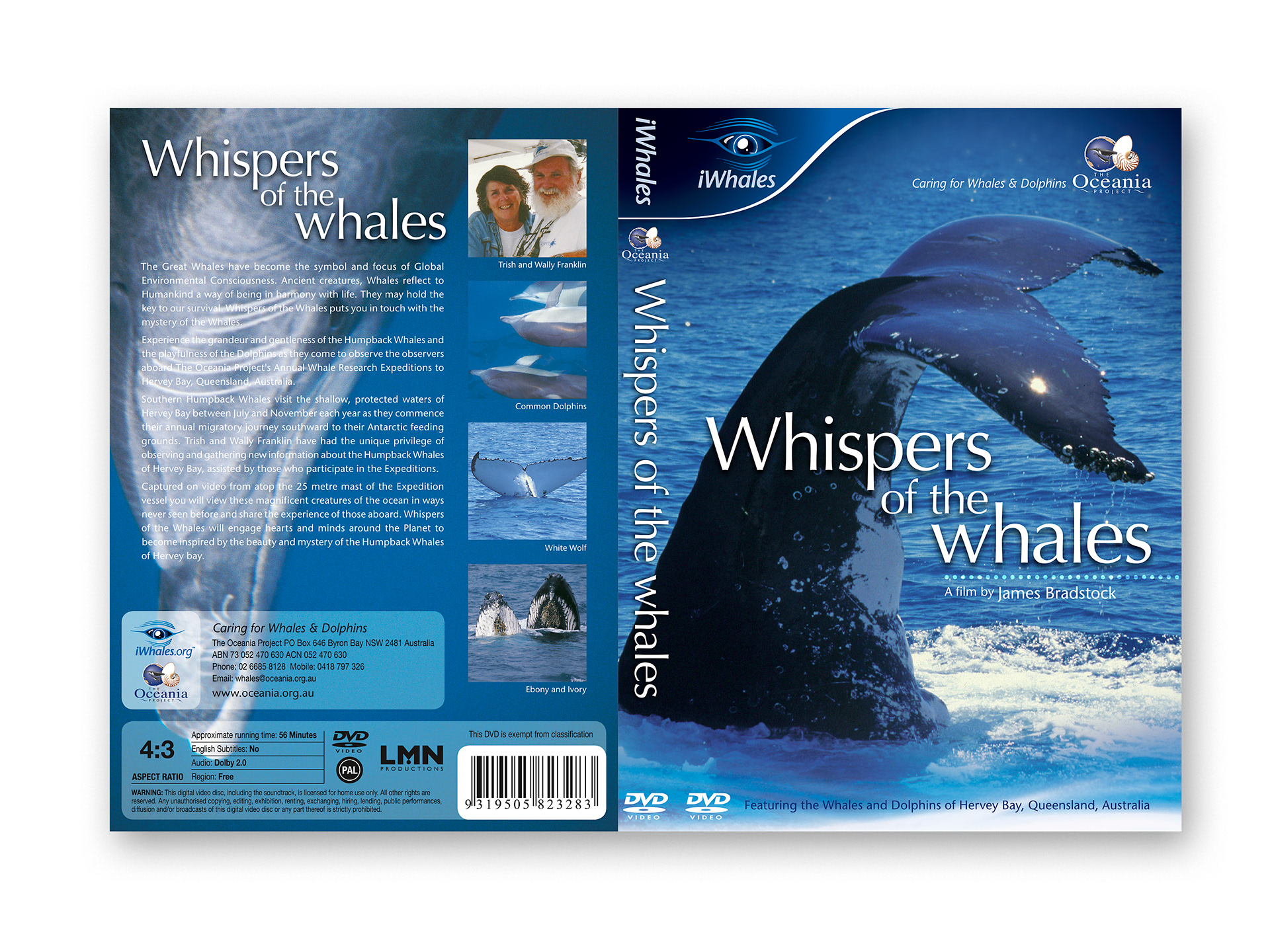 Whispers of the Whales DVD artwork showing the front, back and spine of the cover.